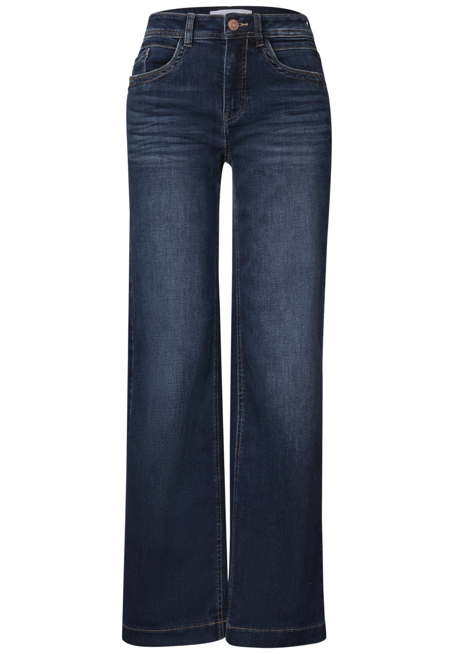 Street One - High Waist Wide Leg Jeans im Loose Fit - Farbe: Dark Blue Clean washed