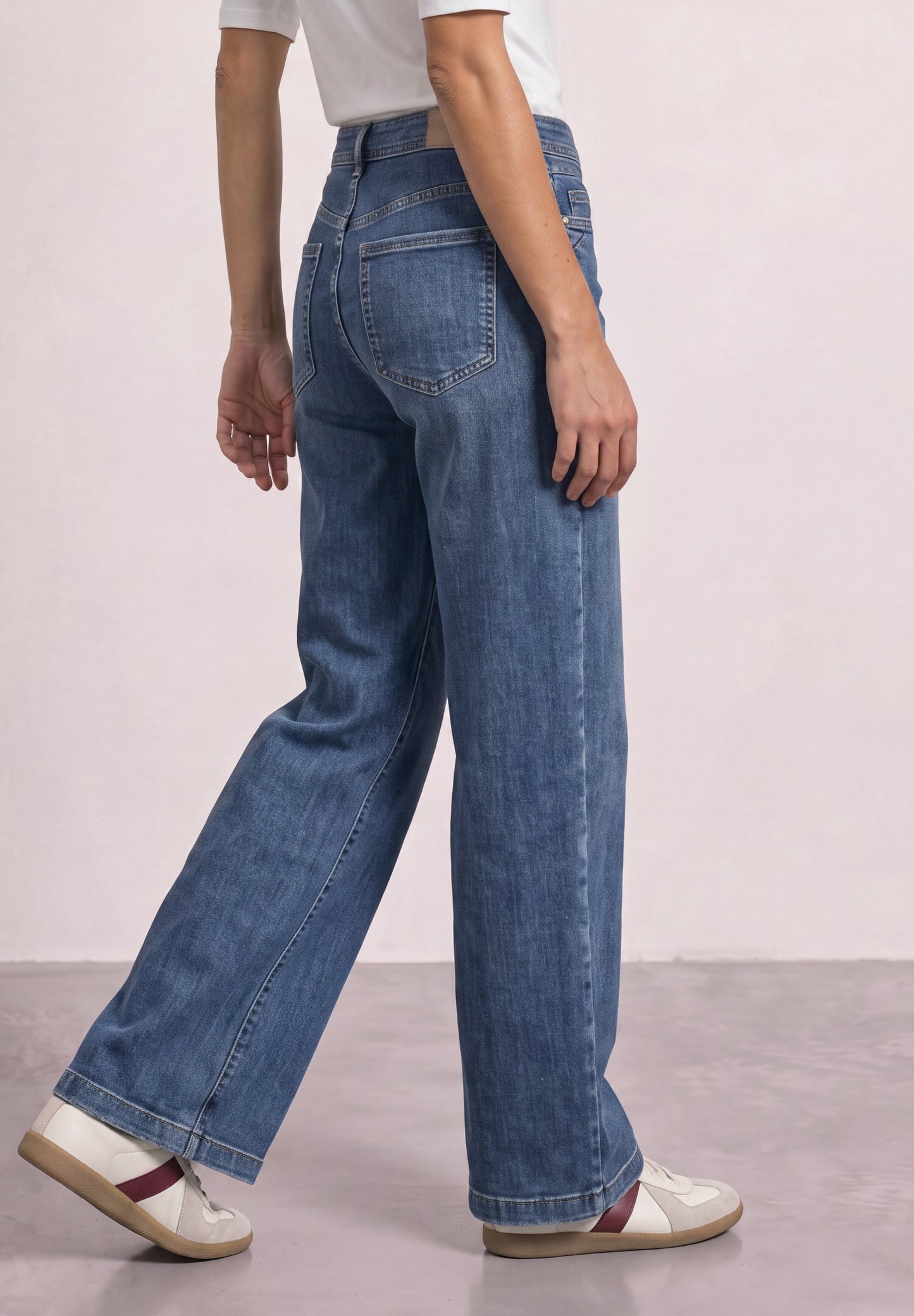 Street One - High Waist Wide Leg Jeans im Loose Fit - Farbe: Medium Blue Soft Washed