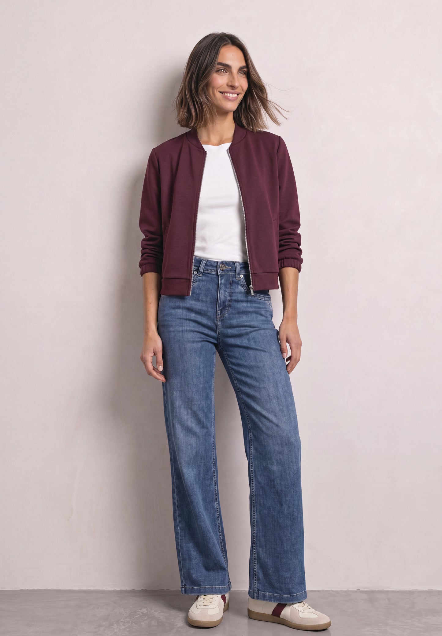 Street One - High Waist Wide Leg Jeans im Loose Fit - Farbe: Medium Blue Soft Washed