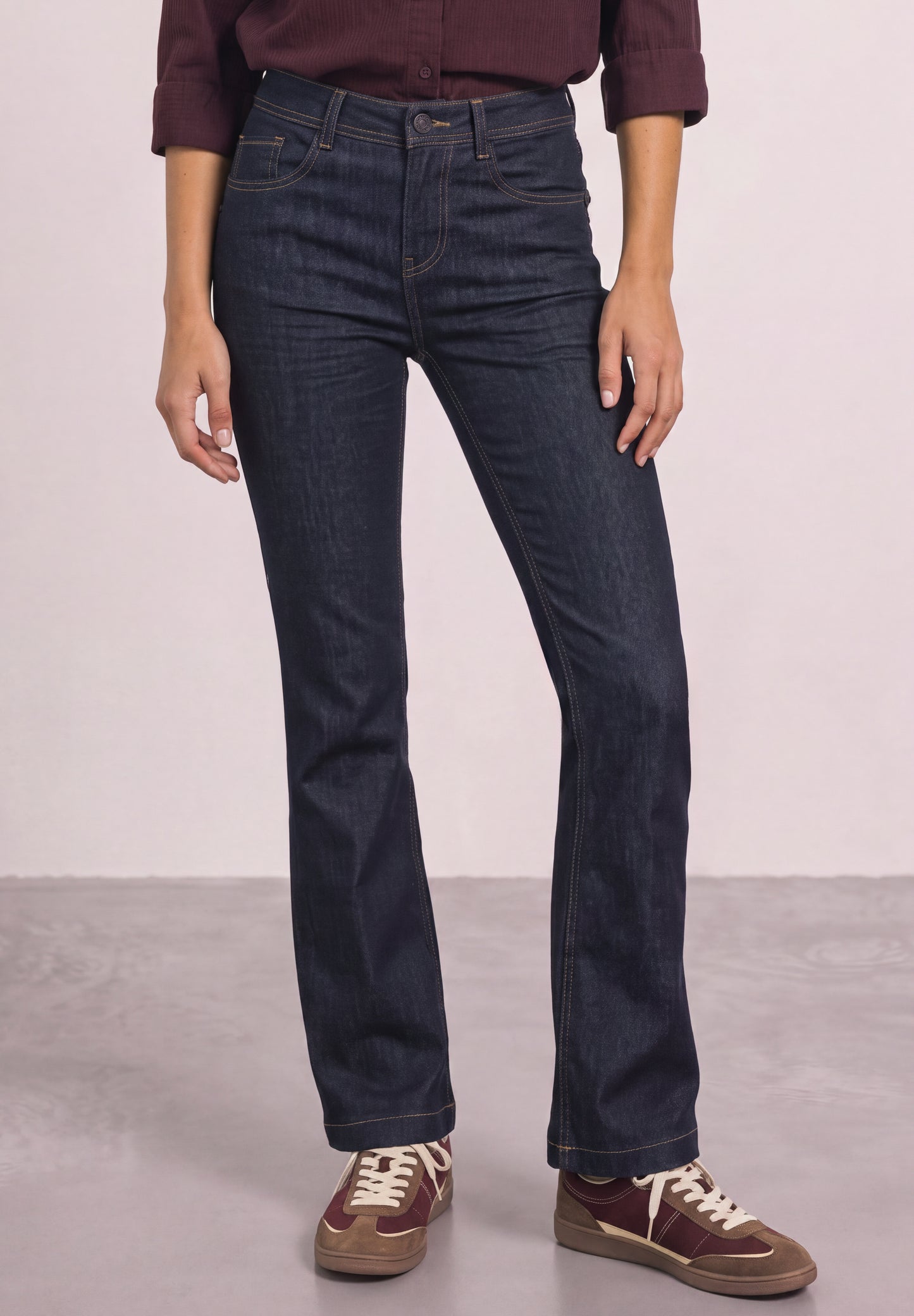 Street One - High Waist Bootcut Jeans im Slim Fit - Farbe: Rinse Soft Washed