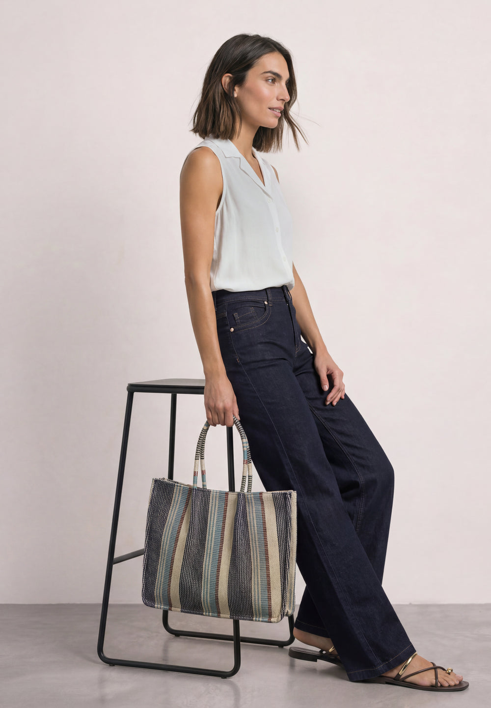 Rückansicht der Street One Wide Leg Jeans im 5-Pocket-Style