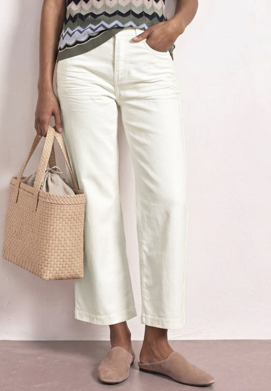 Street One - High Waist Wide Leg Jeans im Loose Fit - Farbe: Off White washed