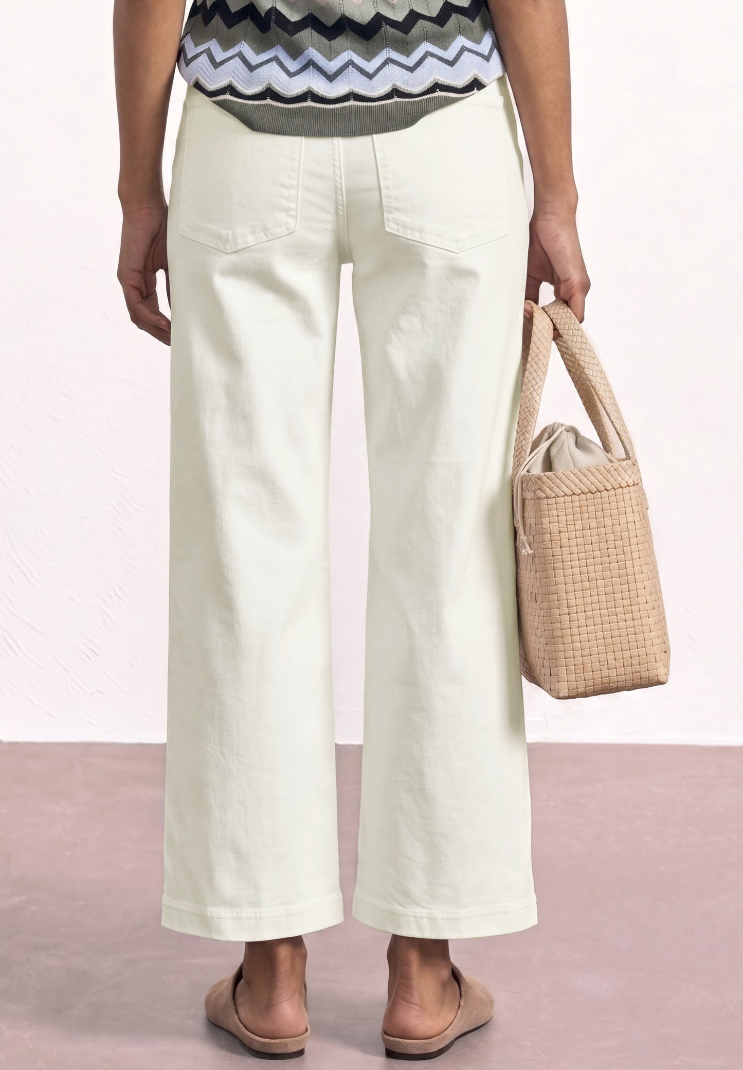 Street One - High Waist Wide Leg Jeans im Loose Fit - Farbe: Off White washed