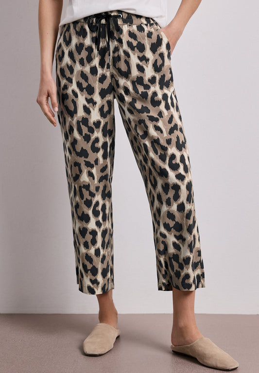 Street One - Wide Leg Hose im Loose Fit mit Print - Farbe: timeless beige