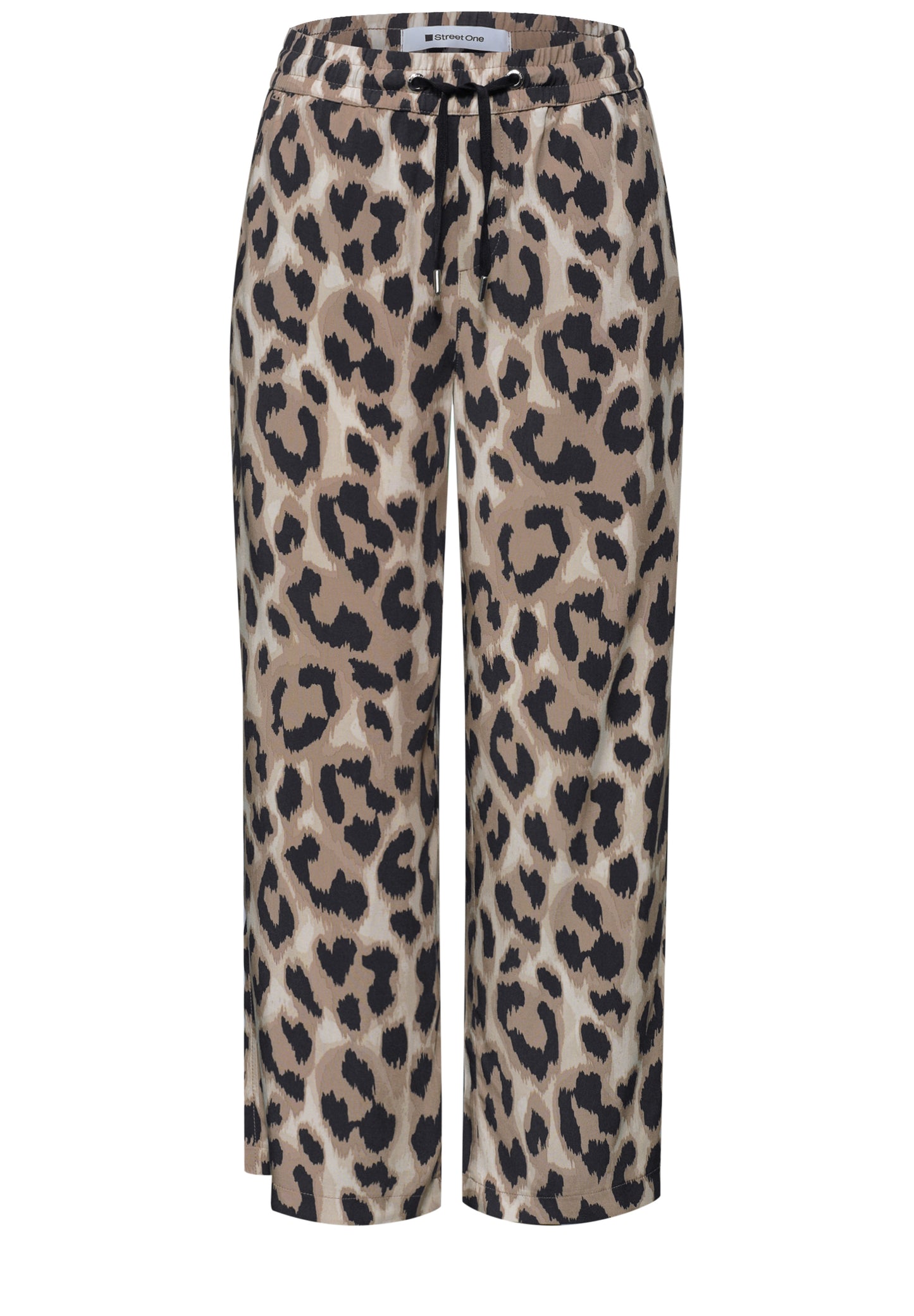 Street One - Wide Leg Hose im Loose Fit mit Print - Farbe: timeless beige