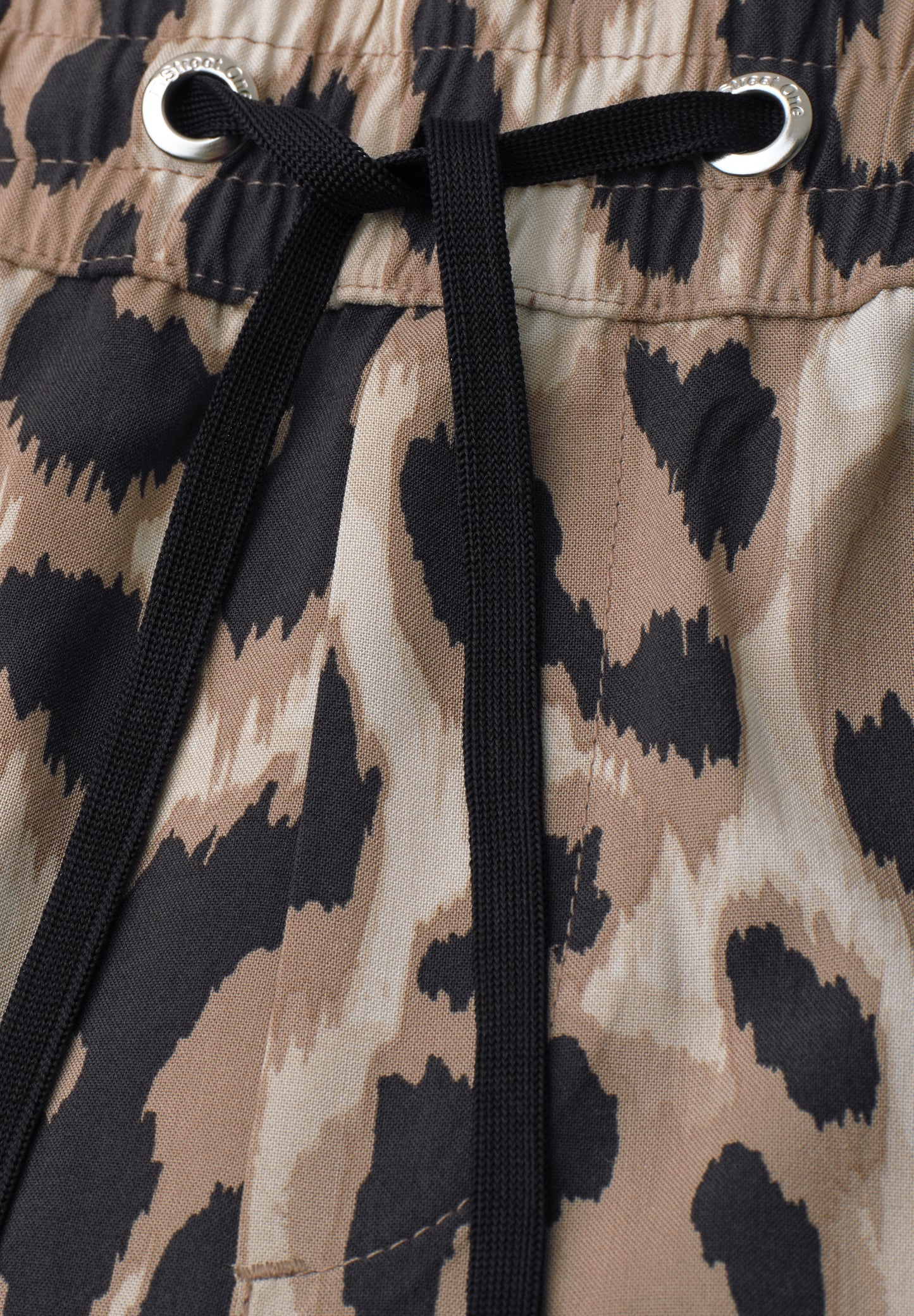 Street One - Wide Leg Hose im Loose Fit mit Print - Farbe: timeless beige