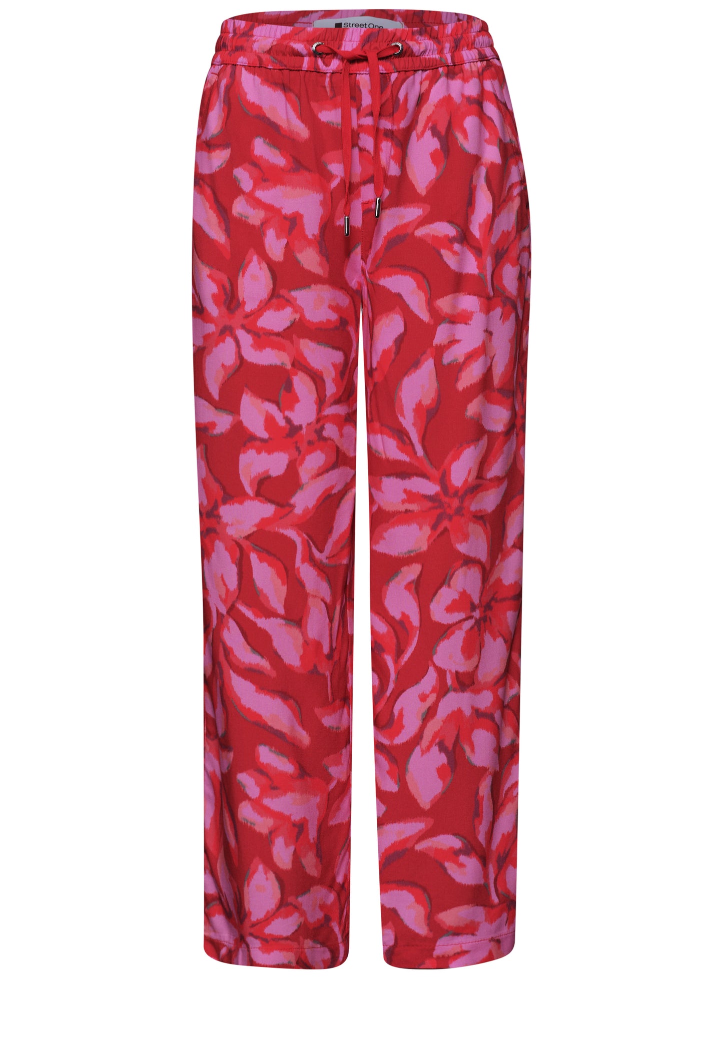 Street One - Wide Leg Hose im Loose Fit mit Print - Farbe: salsa red
