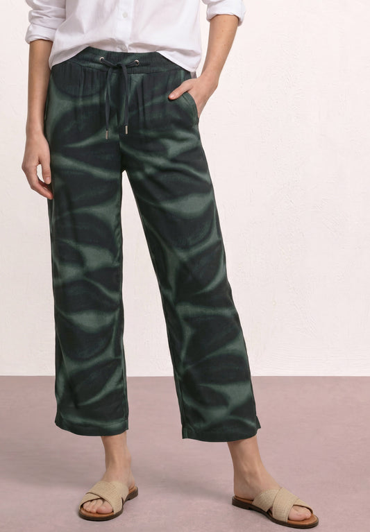 Street One - Wide Leg Hose im Loose Fit mit Print - Farbe: deep bound green