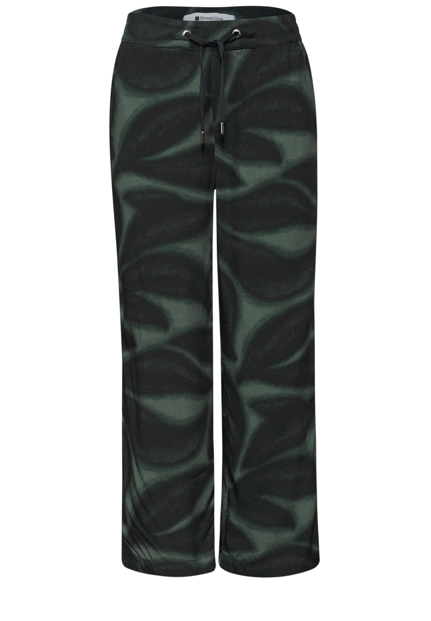 Street One - Wide Leg Hose im Loose Fit mit Print - Farbe: deep bound green