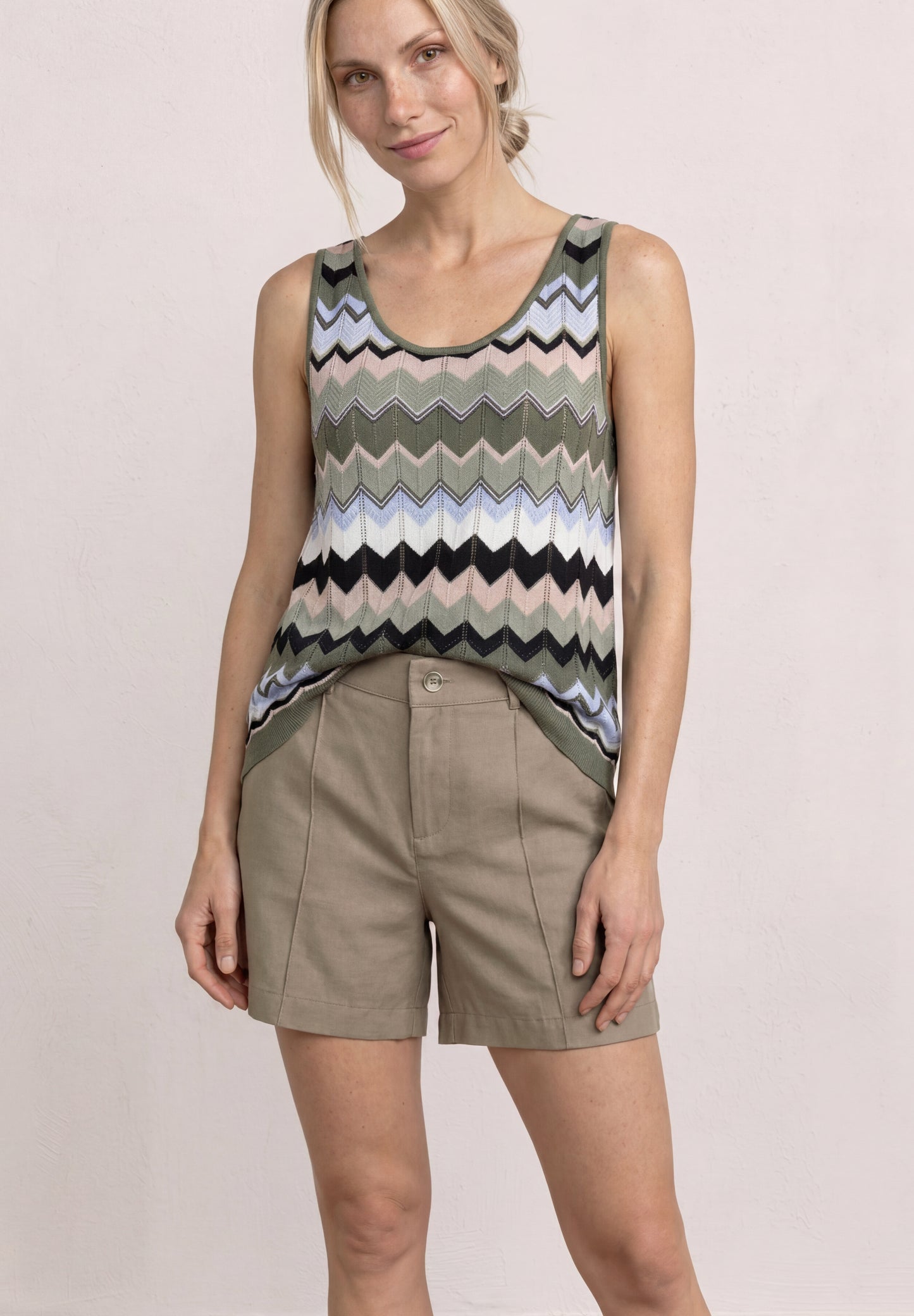 Street One - High Waist Bermuda im Casual Fit - Farbe: dark beige