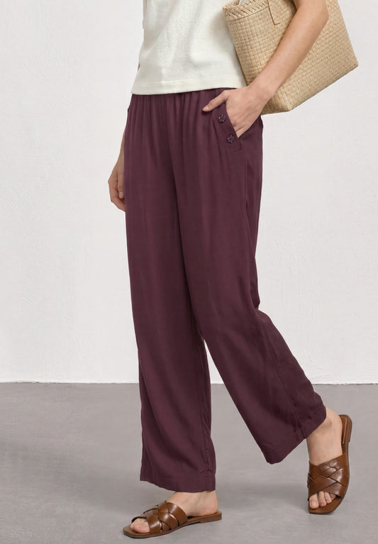 Street One - High Waist Wide Leg Hose im Loose Fit - Farbe: rustic rouge