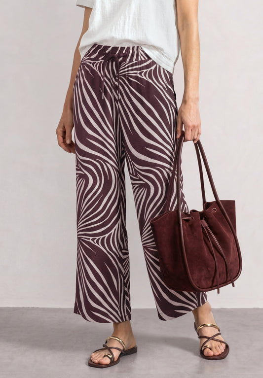 Street One - Wide Leg Hose mit Print und Gallonstreifen - Farbe: rustic rouge