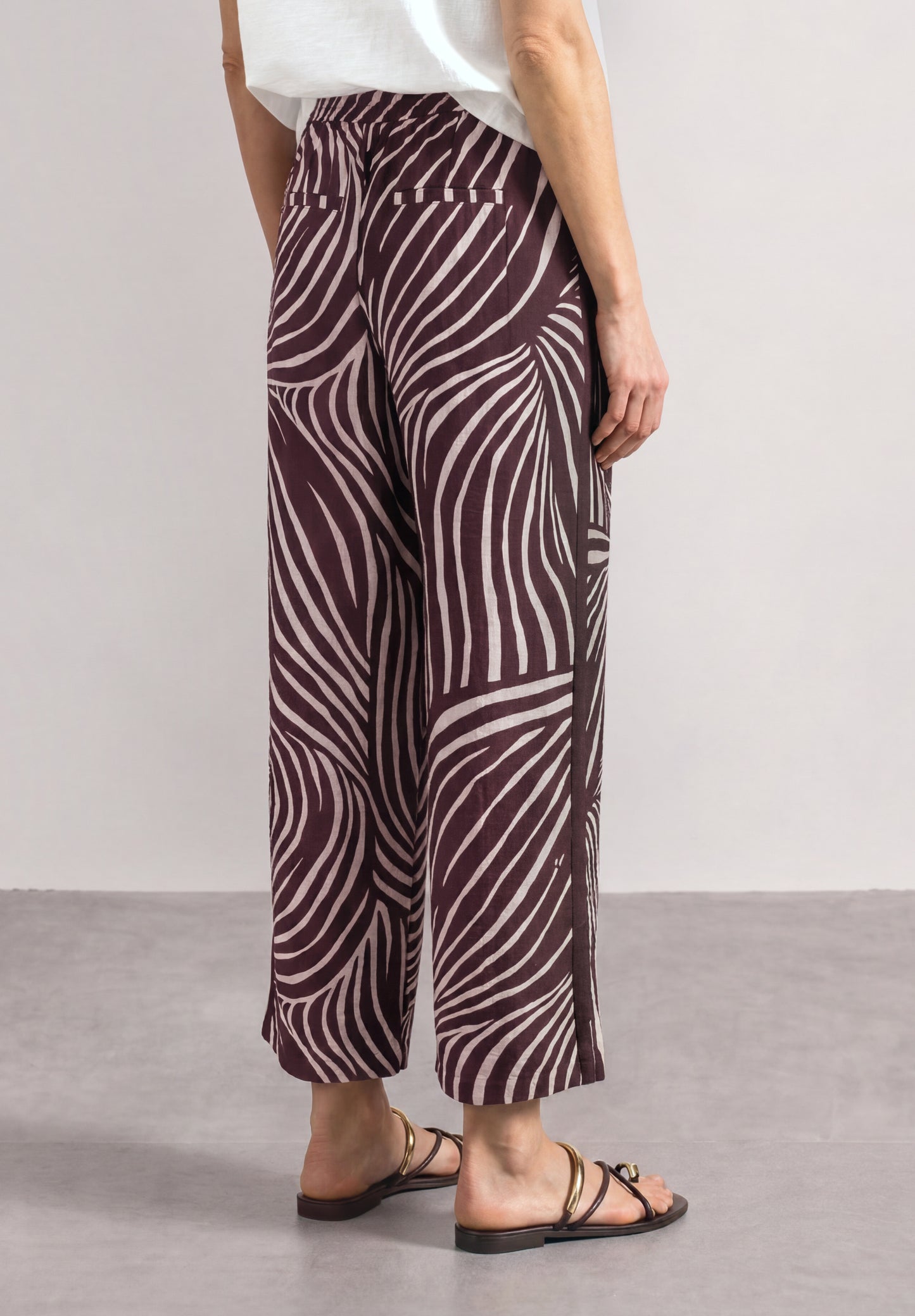 Street One - Wide Leg Hose mit Print und Gallonstreifen - Farbe: rustic rouge