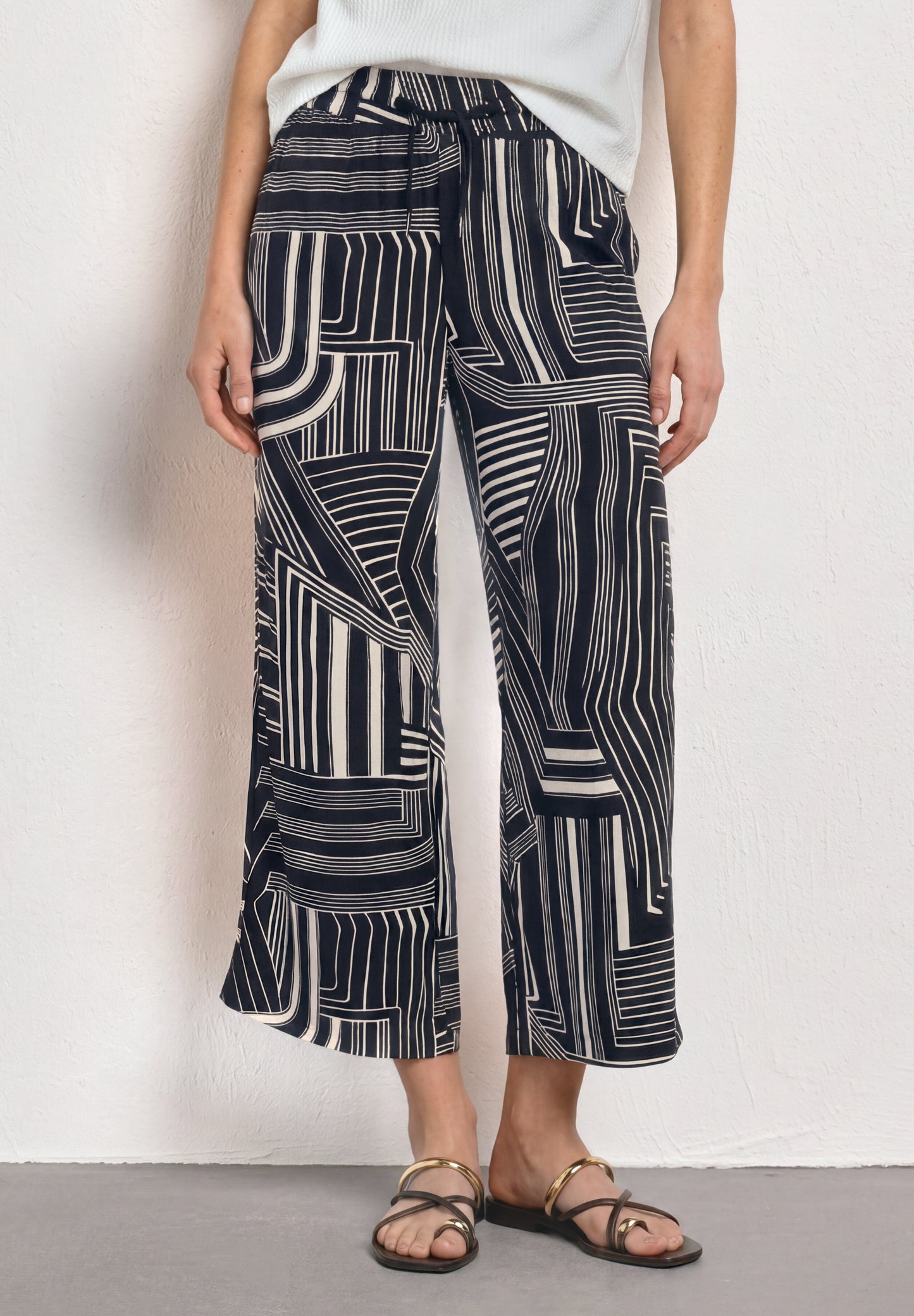 Street One - 7/8 High Waist Culotte mit Muster - Farbe: darkest blue