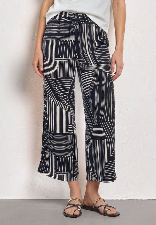 Street One - 7/8 High Waist Culotte mit Muster - Farbe: darkest blue