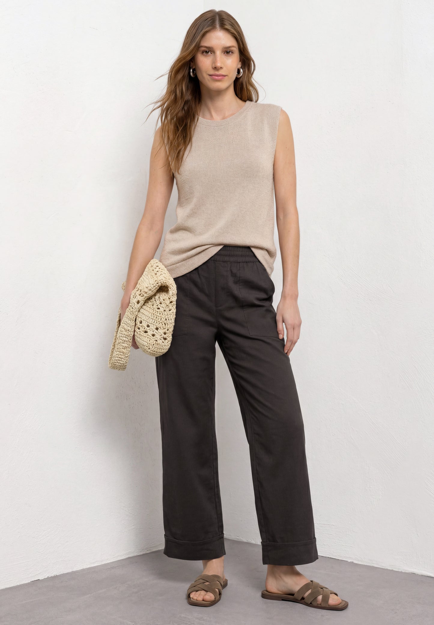 Street One - Straight Leg Hose im Casual Fit mit Turn-Up - Farbe: black coffee