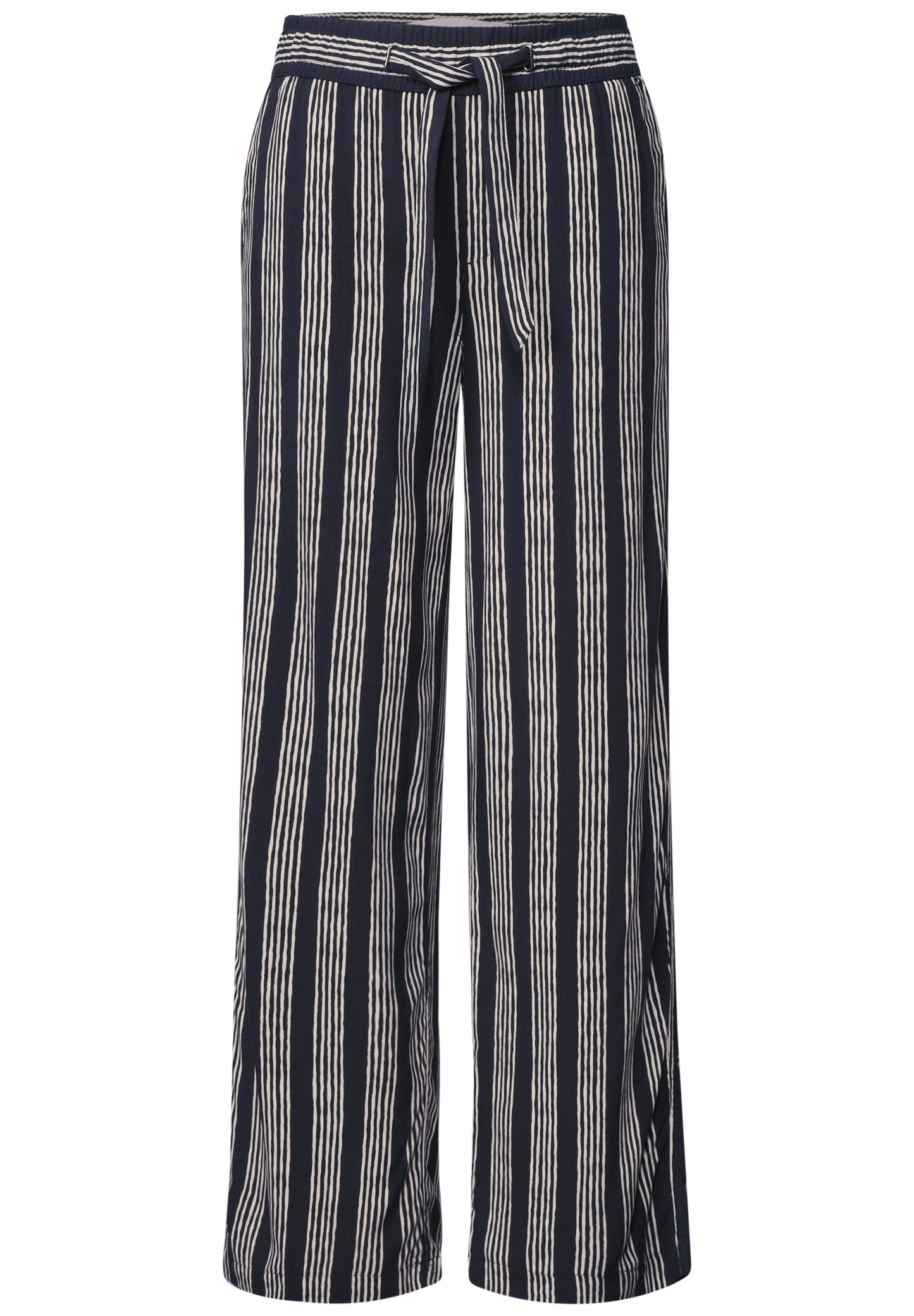 Street One - Mid Waist Wide Leg Hose mit Streifen - Farbe: darkest blue