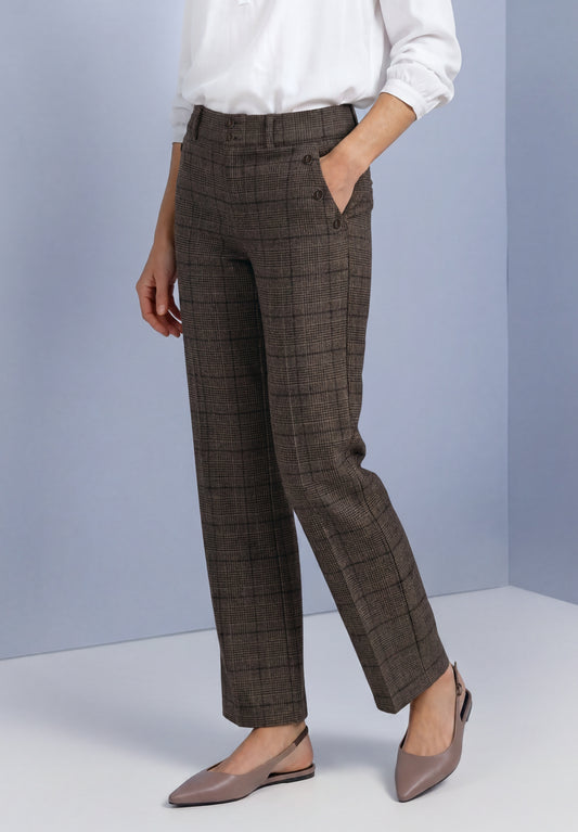Street One - High Waist Straigt Leg Hose "Amalia" - Farbe: darkest brown