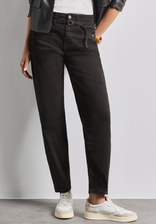 Street One - High Waist Barrel Leg Jeans im Loose Fit - Farbe: Brown Washed