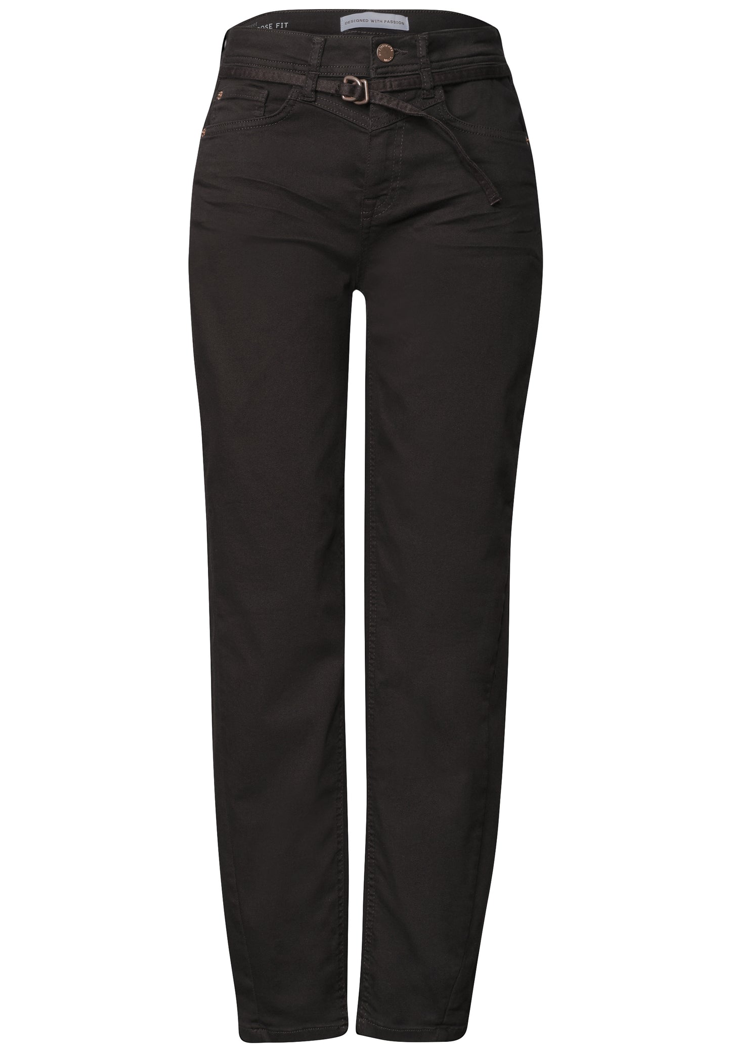 Street One - High Waist Barrel Leg Jeans im Loose Fit - Farbe: Brown Washed