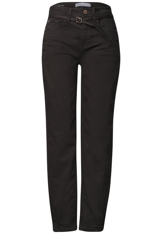 Street One - High Waist Barrel Leg Jeans im Loose Fit - Farbe: Brown Washed