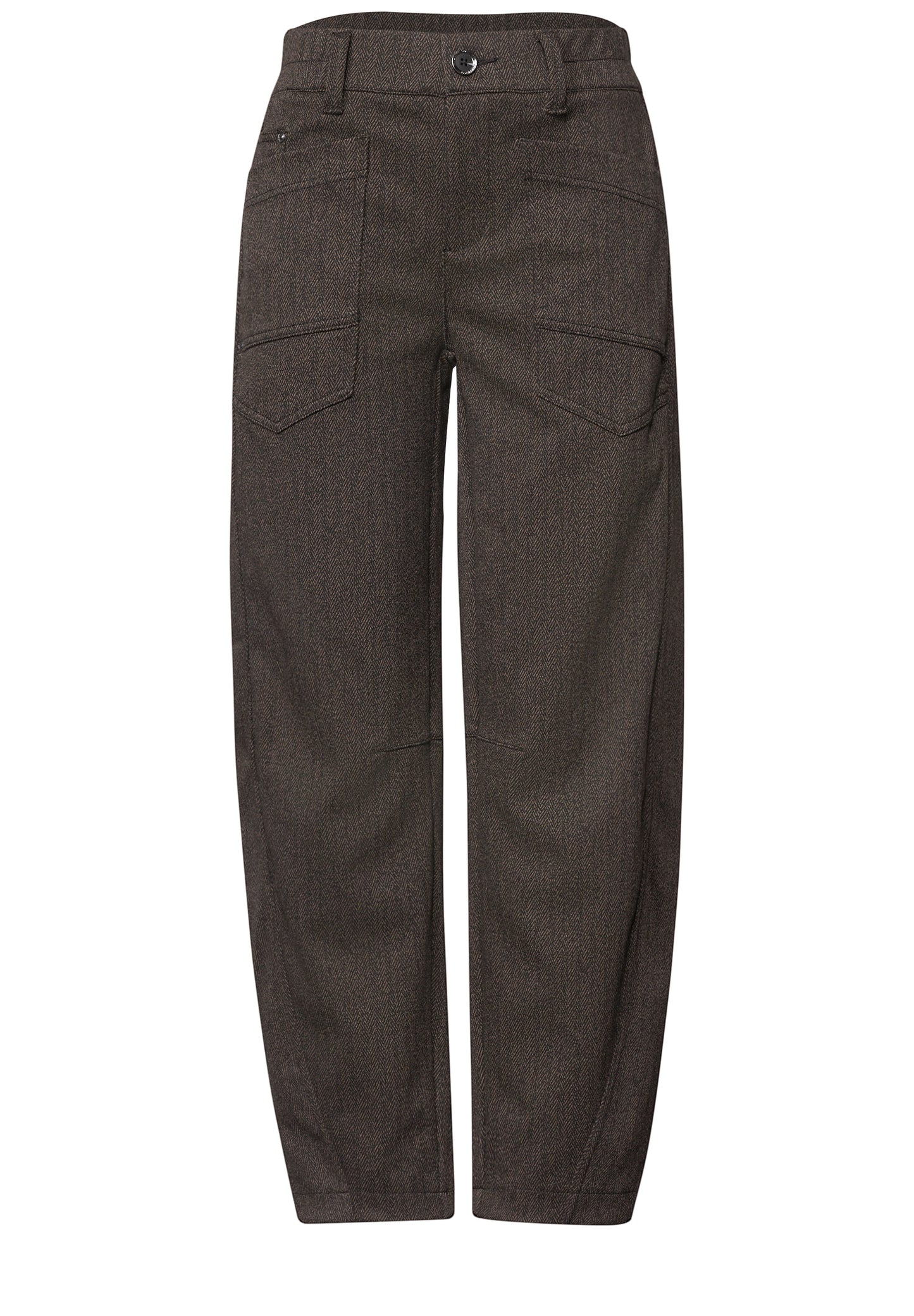 Street One - High Waist Barrel Leg Hose mit Elastikbund - Farbe: black coffee