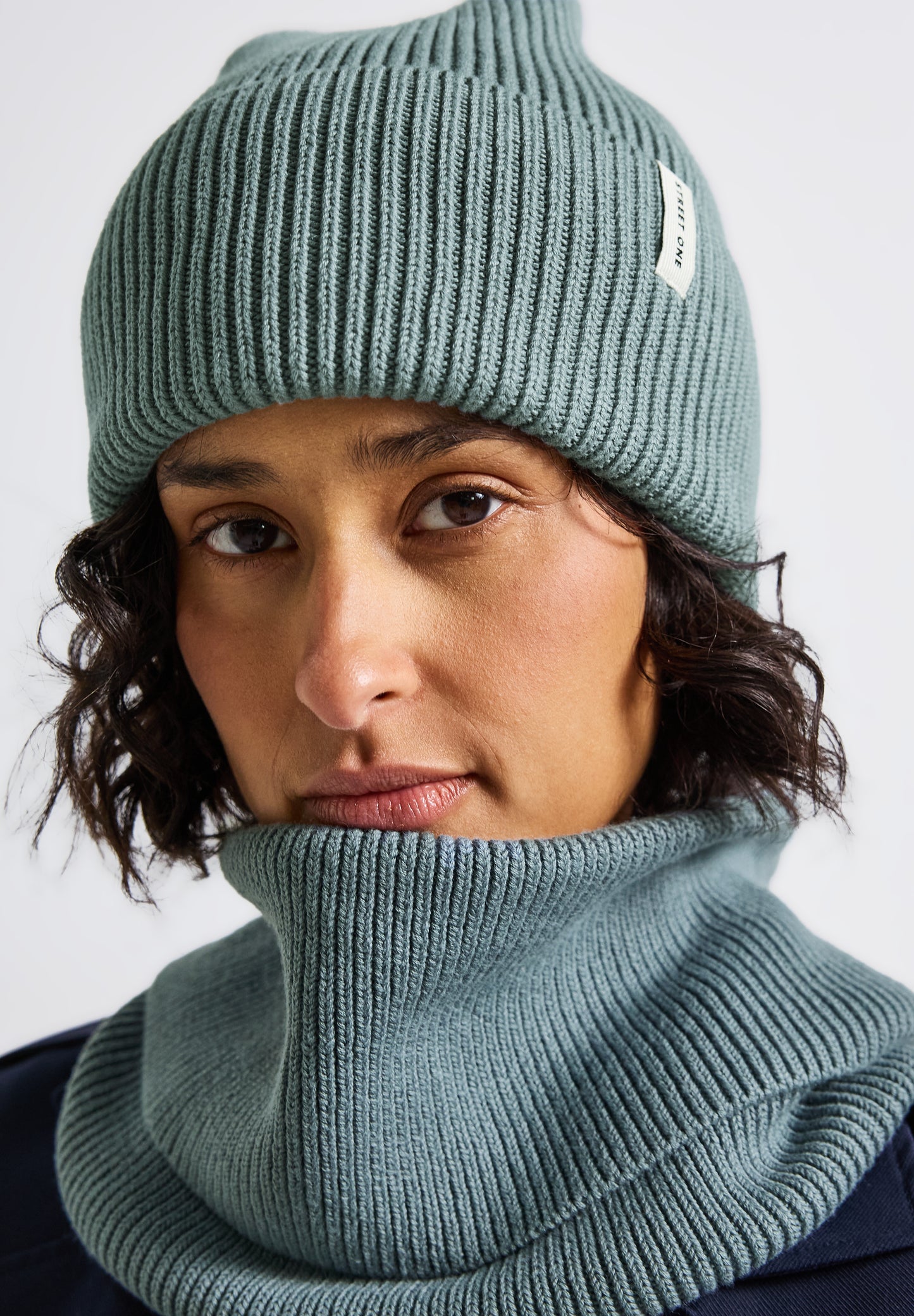 Street One Rippstrick Beanie - Farbe: sterling blue