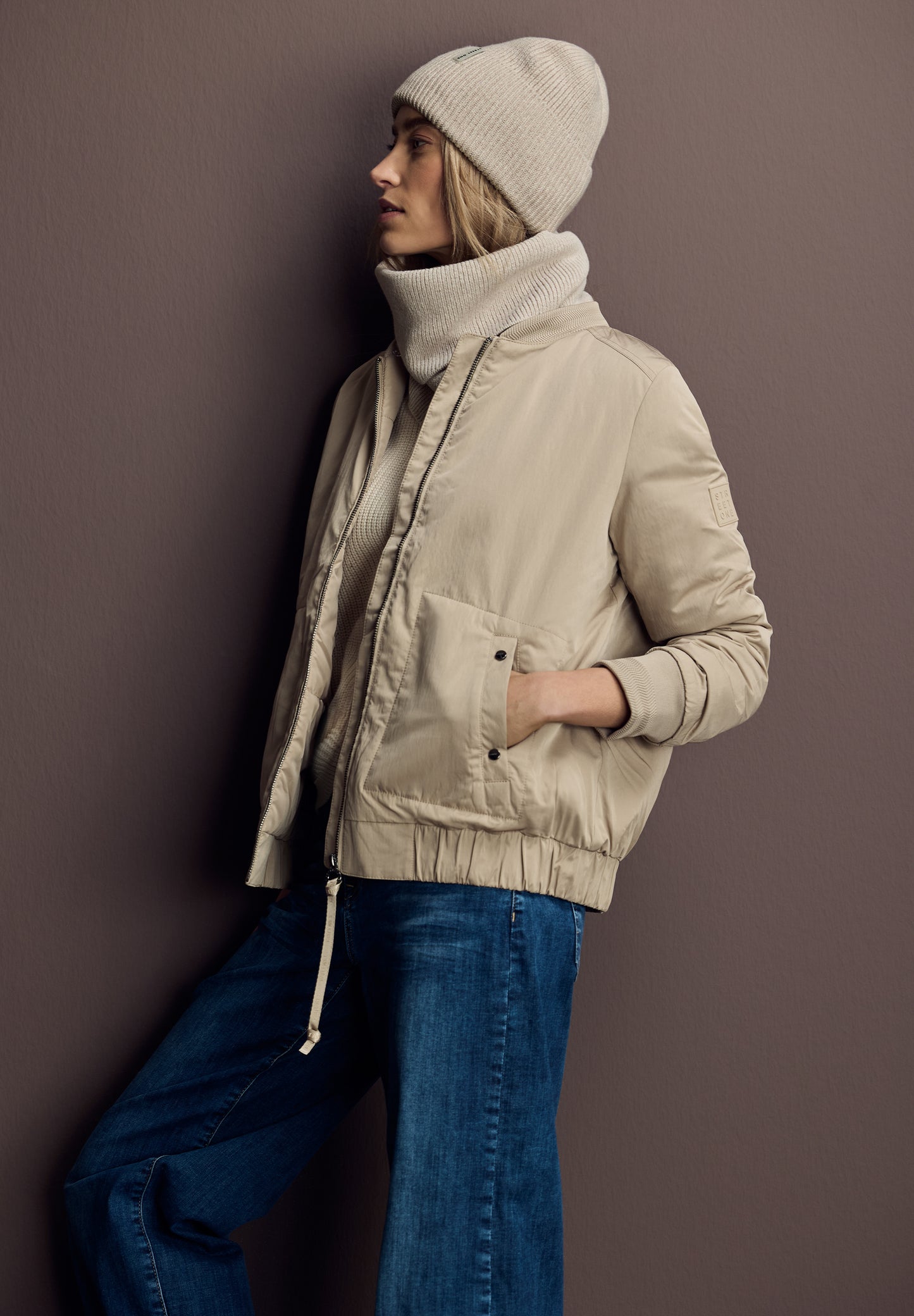 Street One Rippstrick Beanie - Farbe: oak beige melange