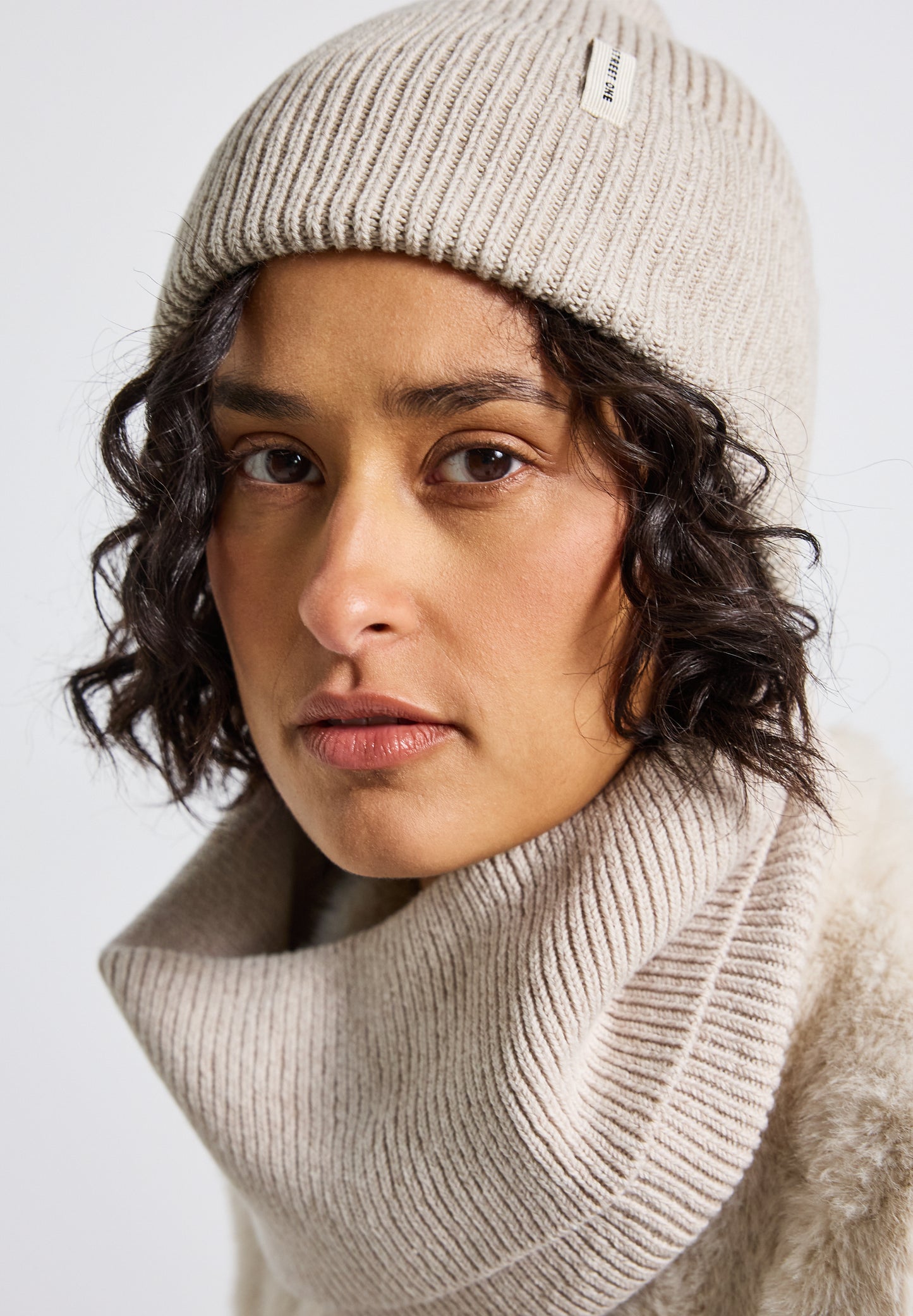 Street One Rippstrick Beanie - Farbe: oak beige melange