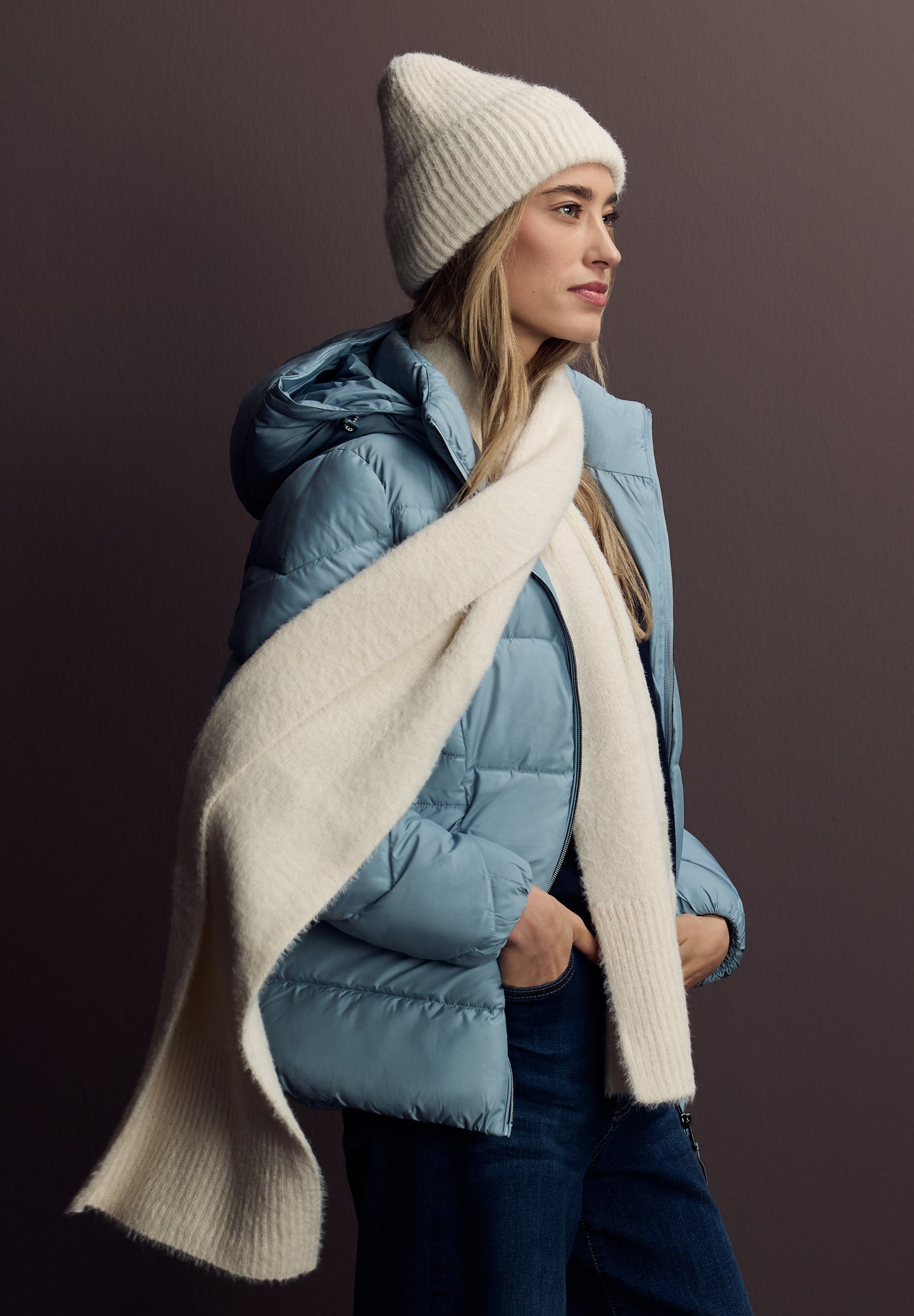 Street One Federgarn Beanie - Farbe: lucid white