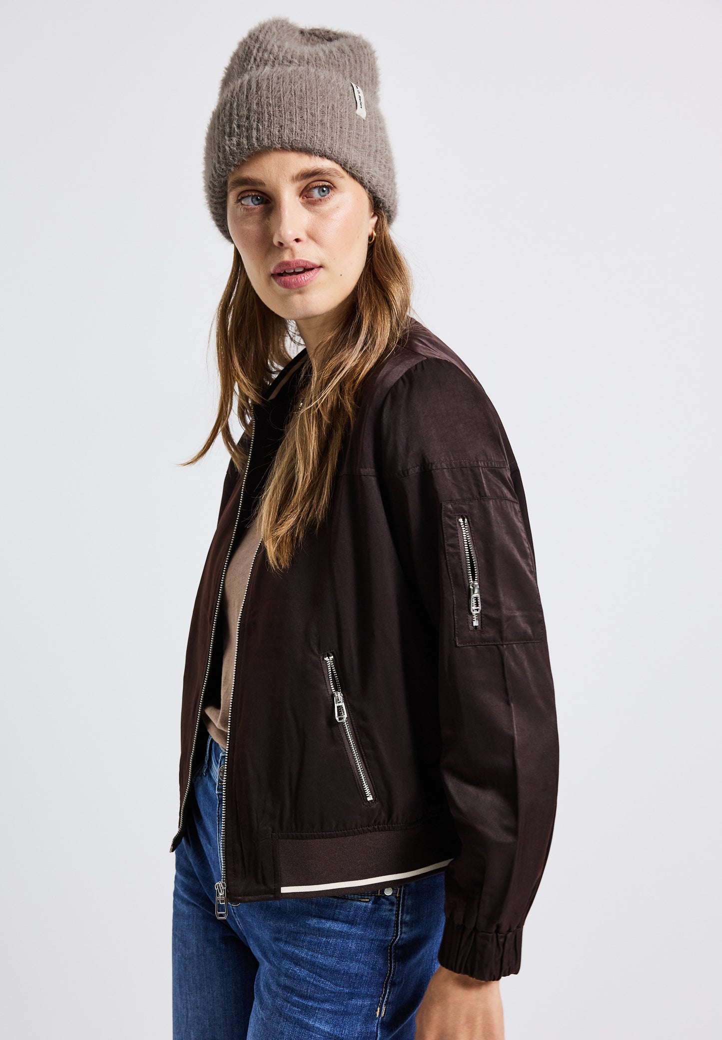 Street One Federgarn Beanie - Farbe: Sandy Mocca Mel.