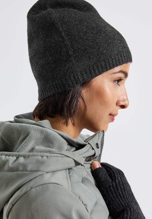 Street One Feinstrick Beanie - Farbe: anthracite melange