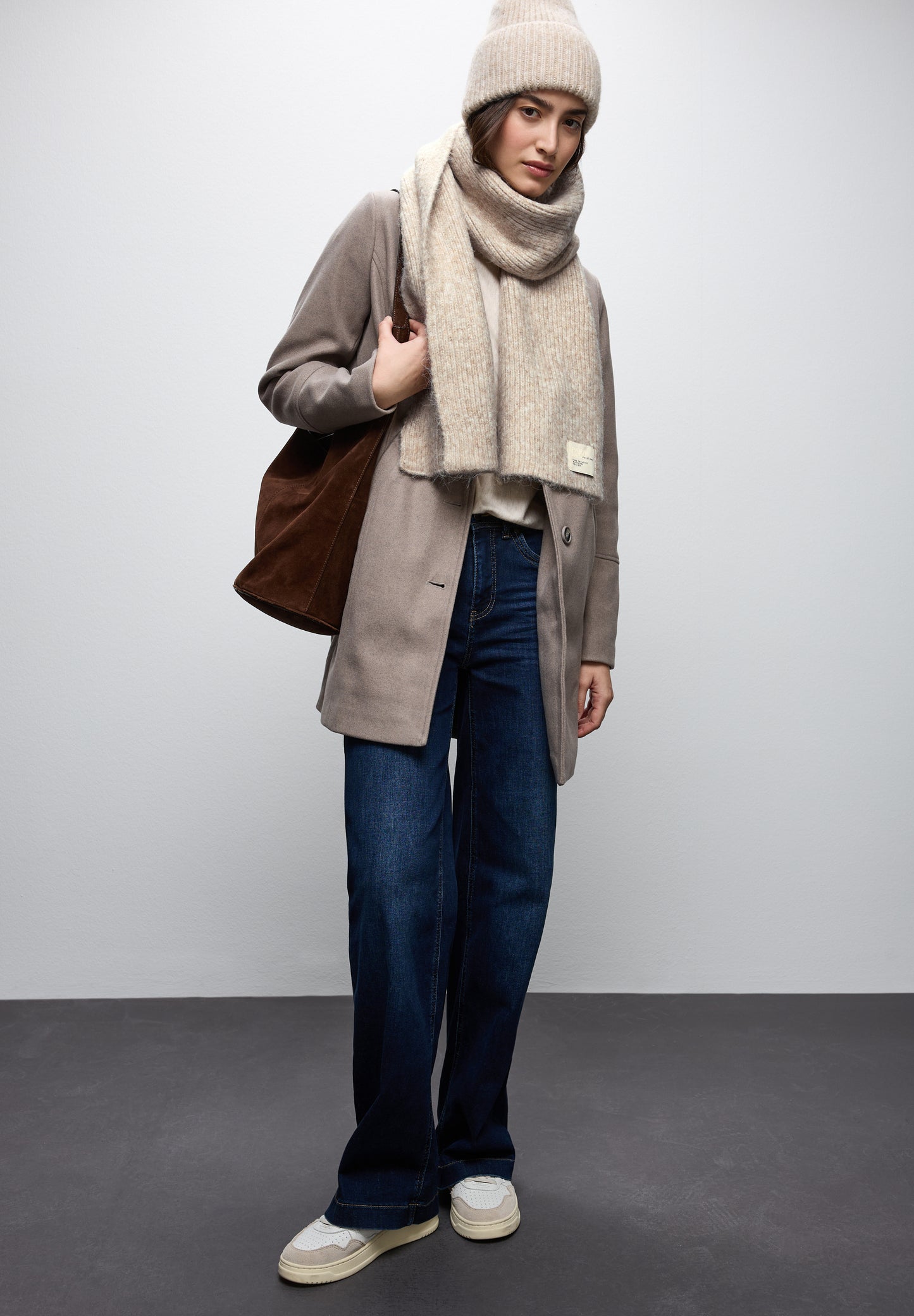 Street One Schal mit Woll-Anteil - Farbe: Soft Sand Mel.
