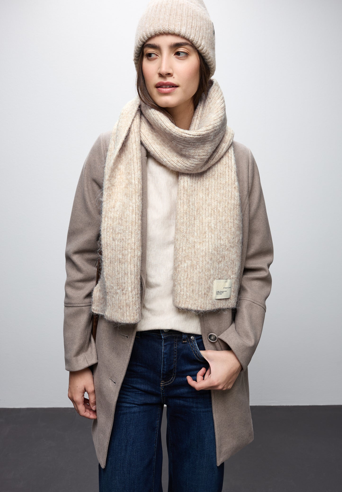 Street One Schal mit Woll-Anteil - Farbe: Soft Sand Mel.