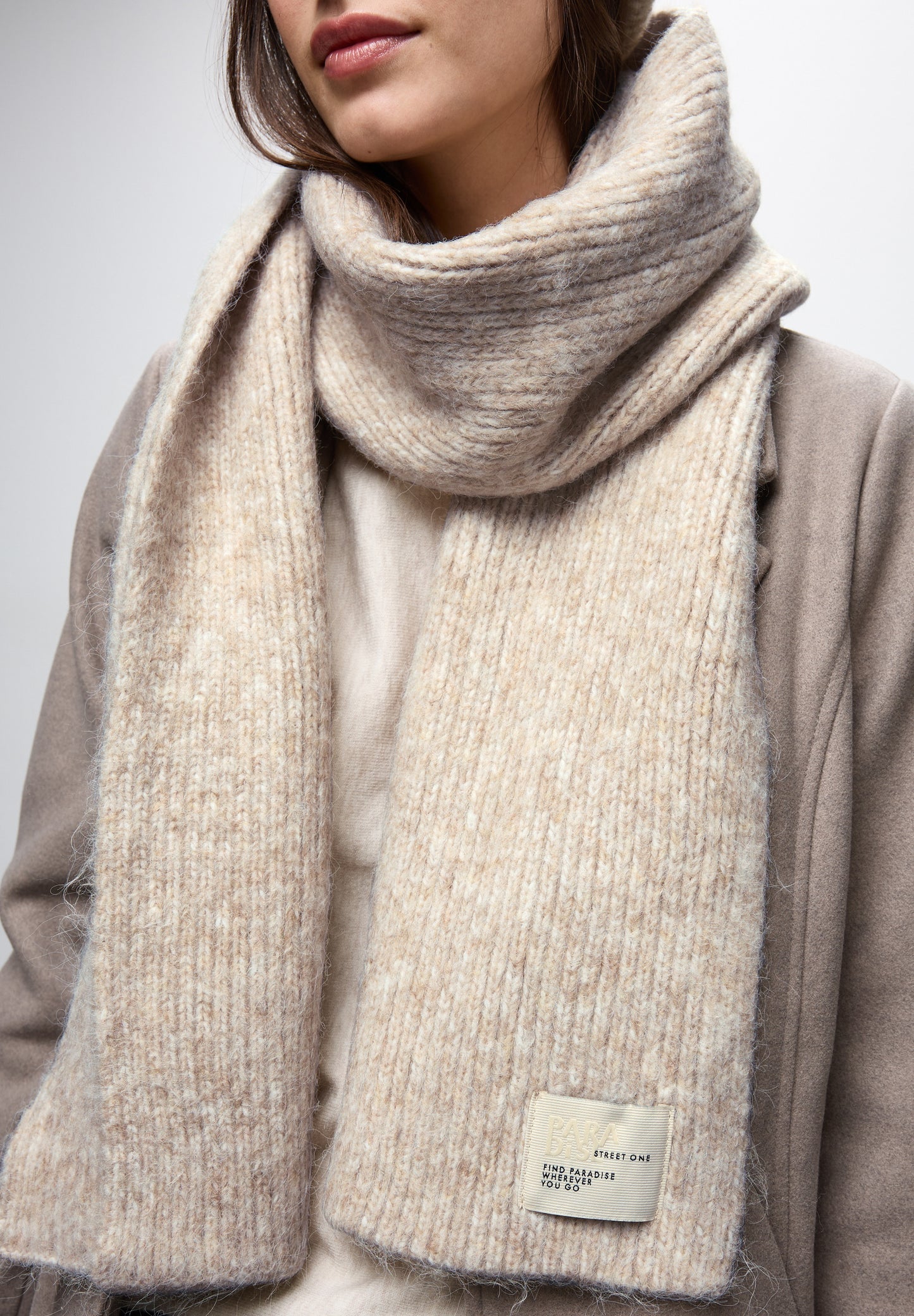 Street One Schal mit Woll-Anteil - Farbe: Soft Sand Mel.