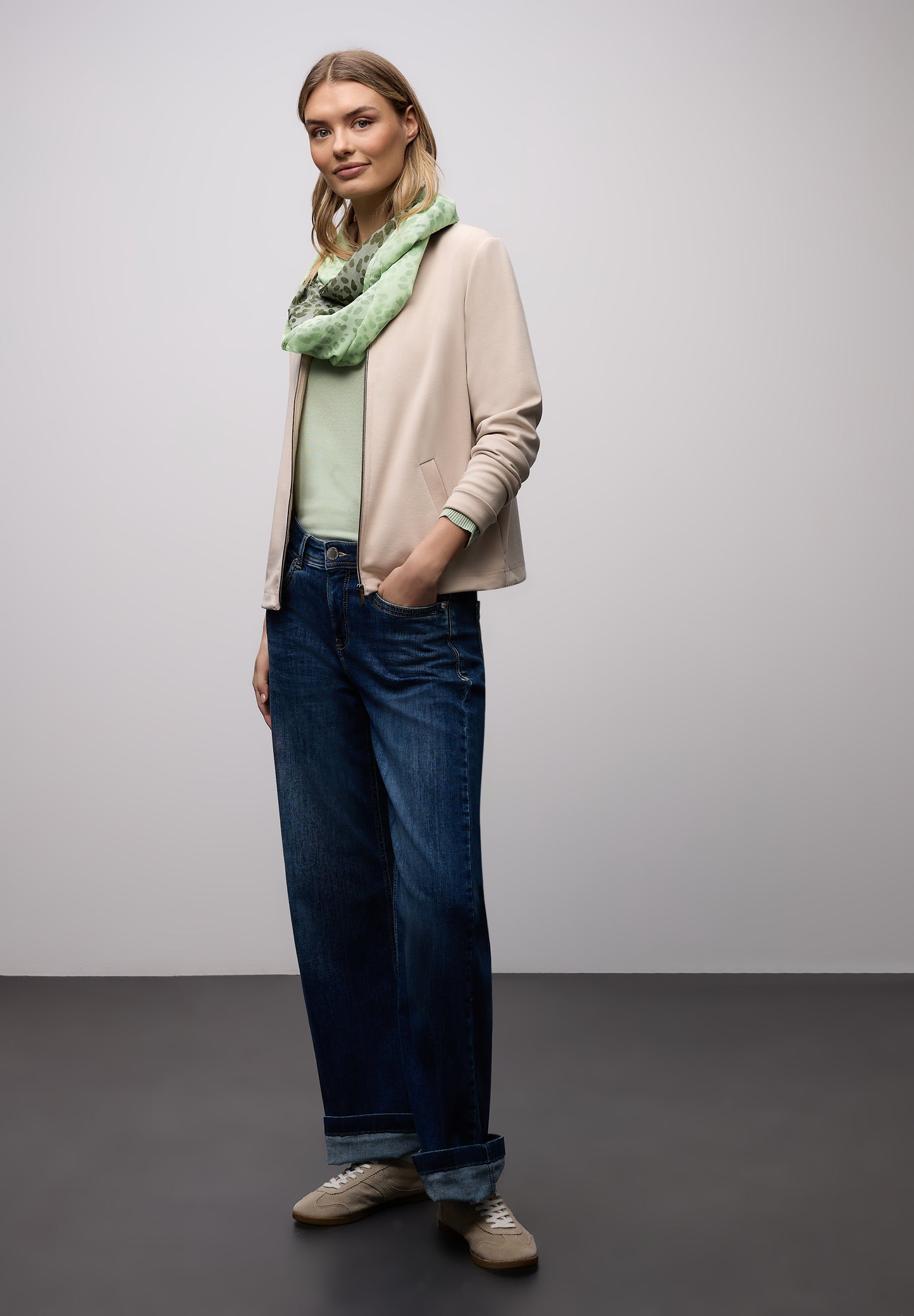 Street One Damen Loop Schal mit Muster - Bright Pistachio