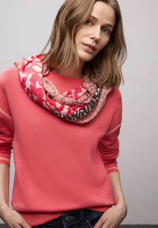 Street One - Gemusterter Loop-Schal - Farbe: striking coral