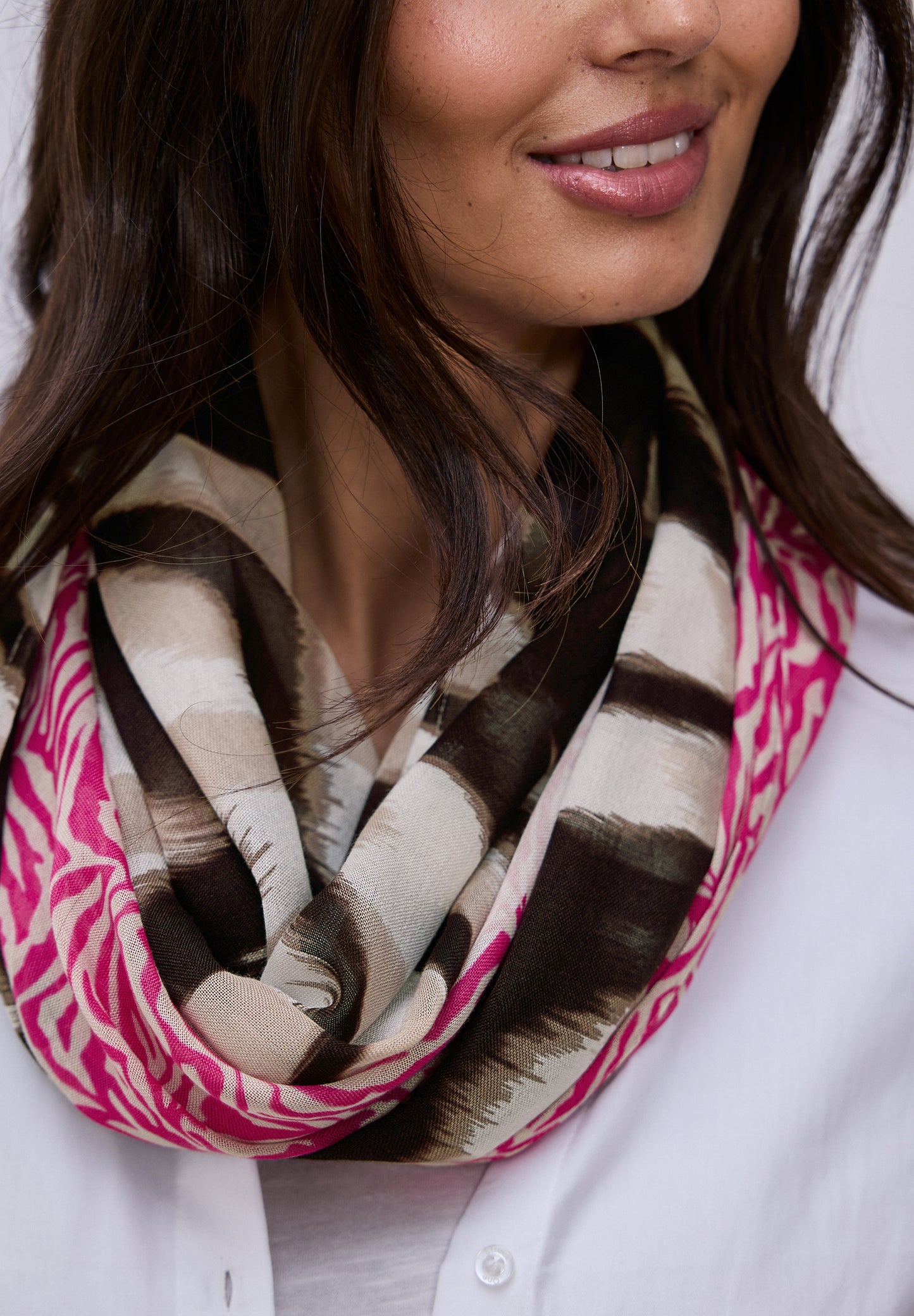 Street One - Loop-Schal aus Modal mit Mustermix - Farbe: magenta dream