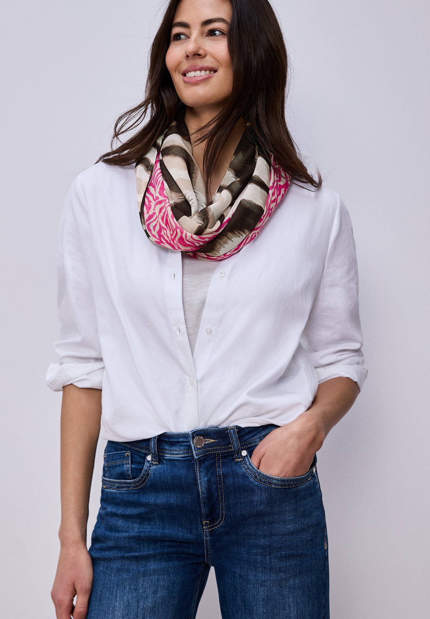 Street One - Loop-Schal aus Modal mit Mustermix - Farbe: magenta dream