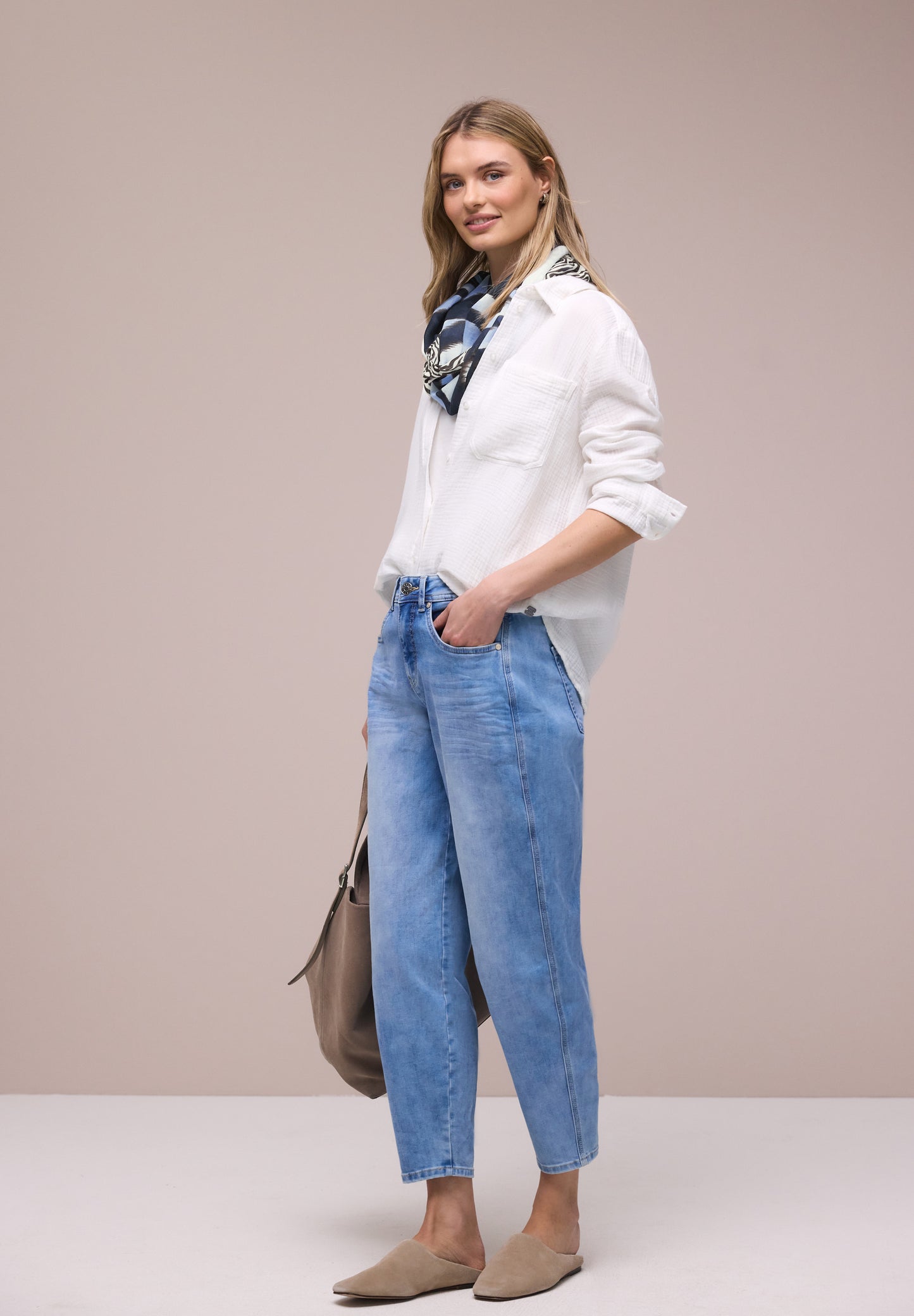 Street One - Loop-Schal aus Modal mit Mustermix - Farbe: drift blue