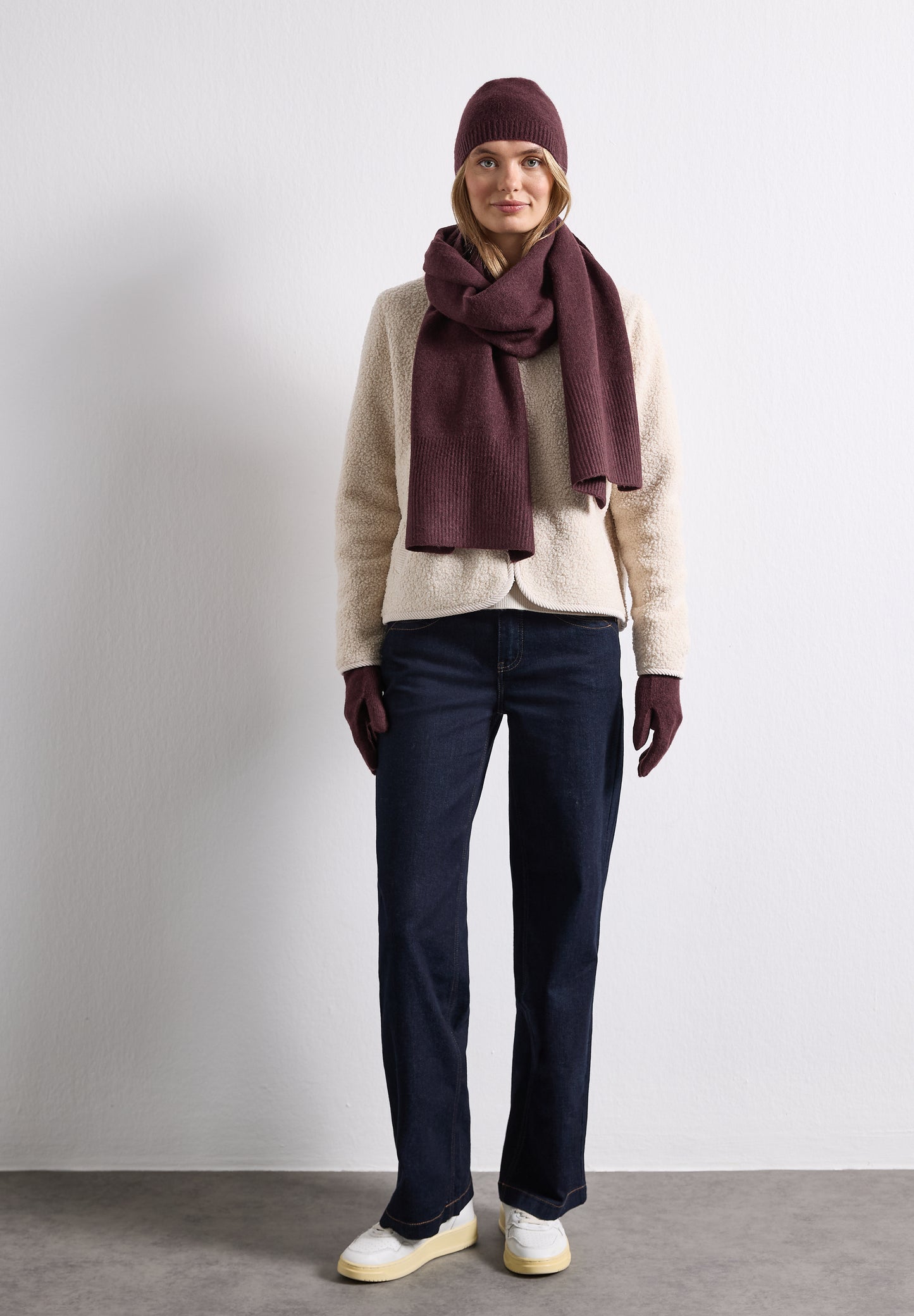 Street One - Feinstrick Beanie in Unifarbe - Farbe: rustic rouge mel.