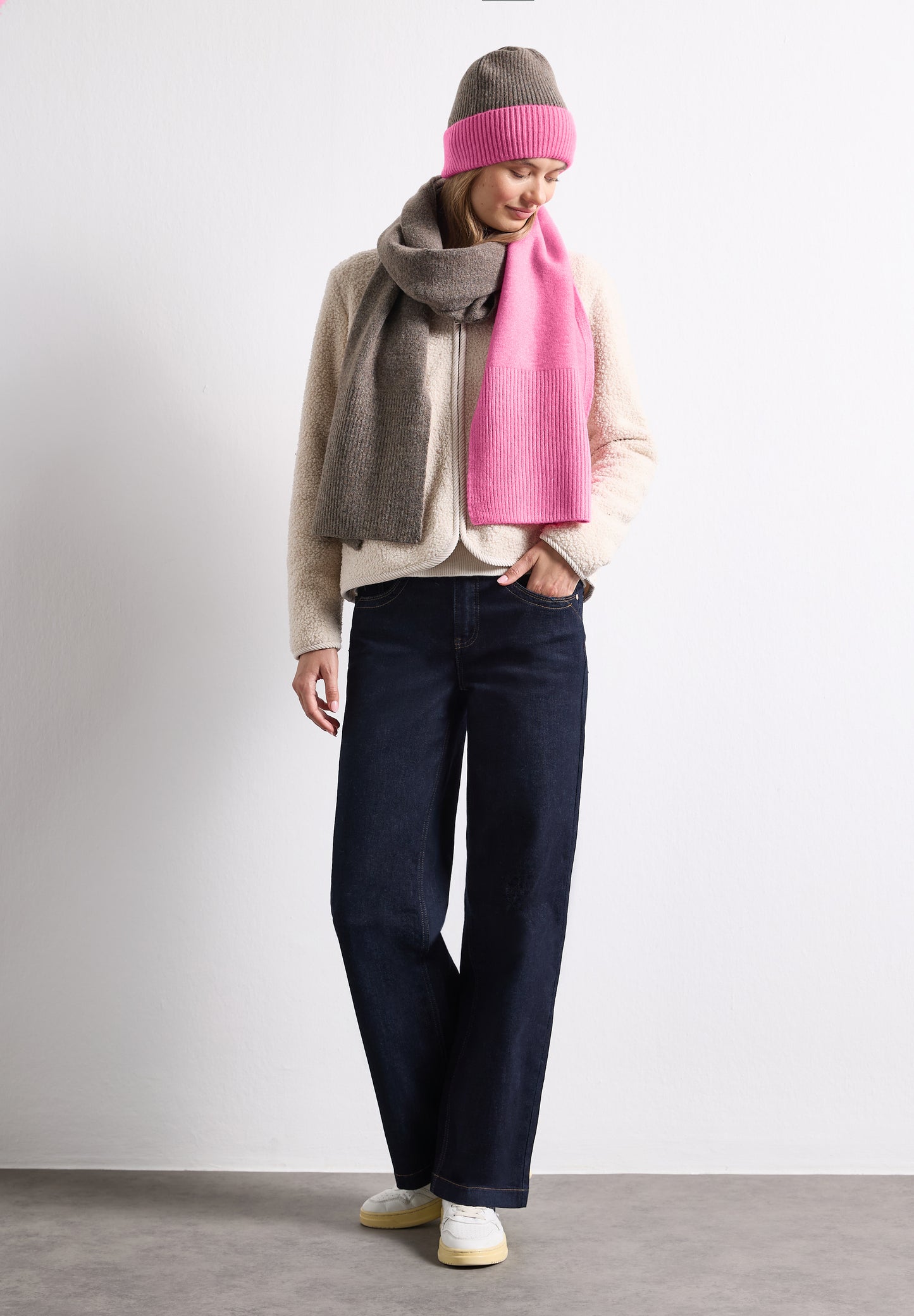 Street One - Feinstrick Beanie im Colorblock-Look - Farbe: warm blush
