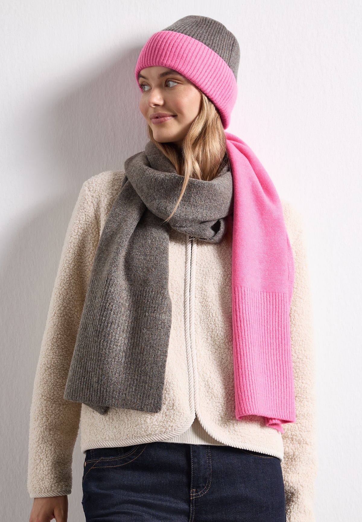 Street One - Feinstrick Schal im Colorblock-Look - Farbe: warm blush