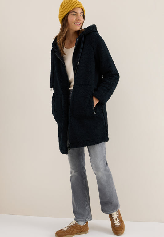 CECIL Teddy Mantel mit Kapuze - Farbe: dark navy blue
