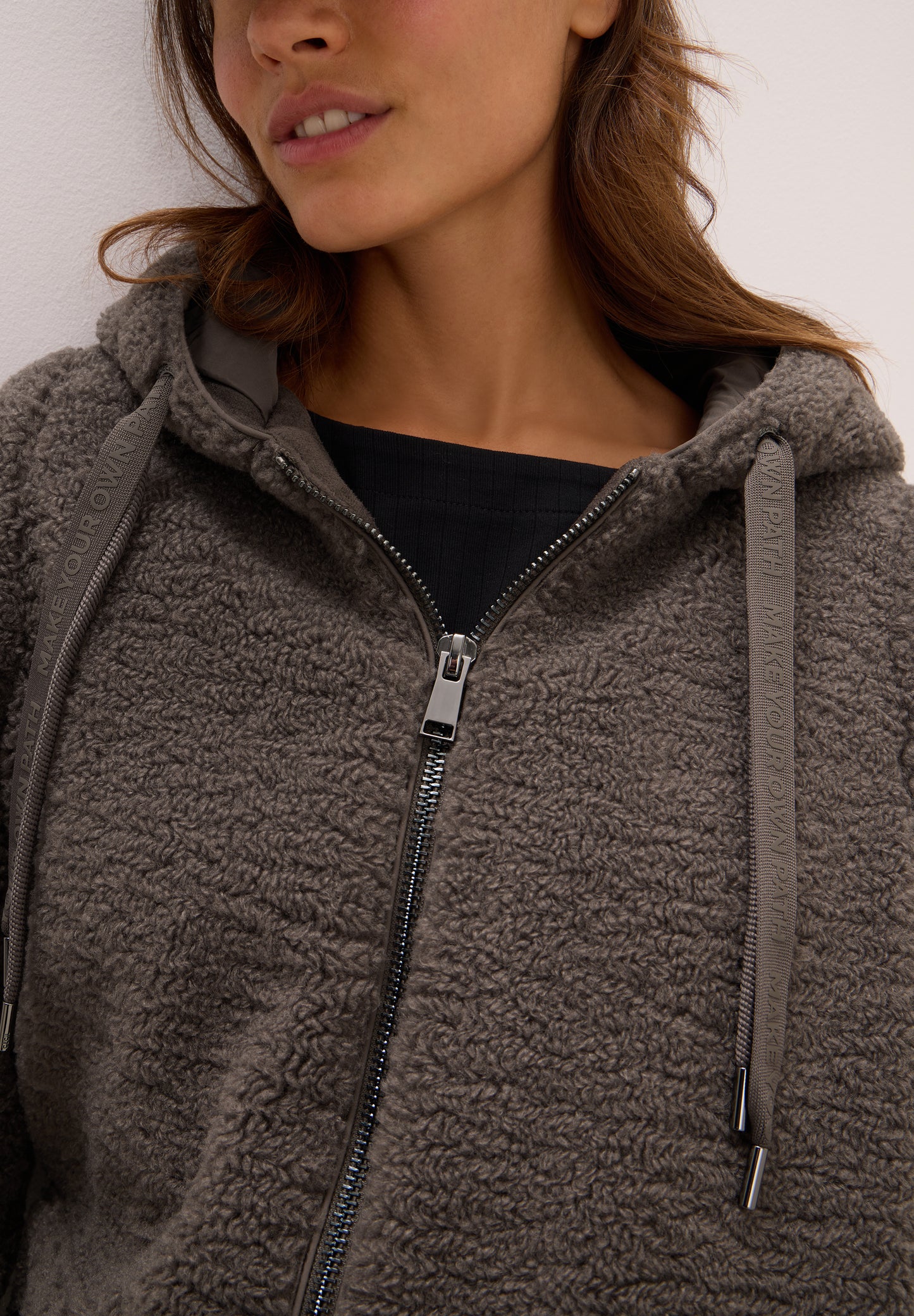 CECIL Teddy Mantel mit Kapuze - Farbe: mushroom taupe