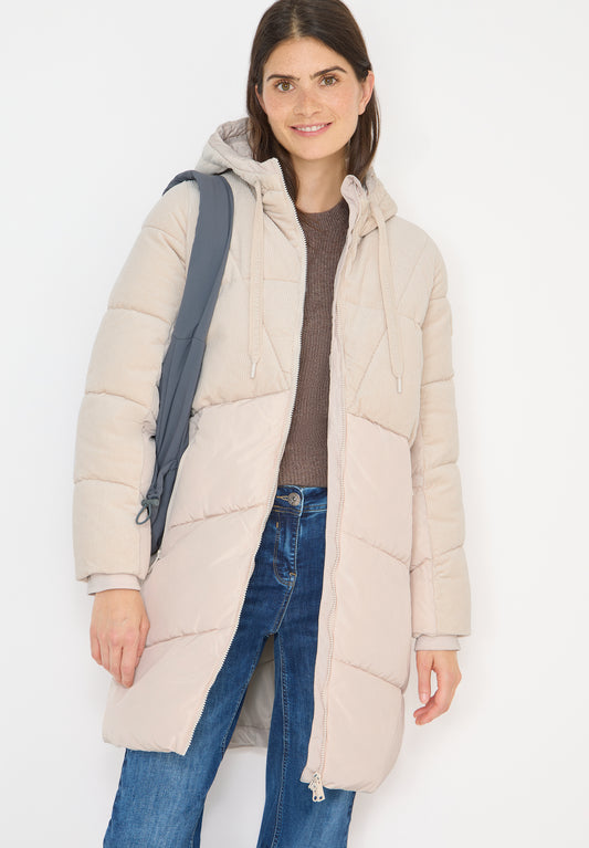 CECIL Puffer Mantel mit Cordmix - Farbe: teddy vanilla white
