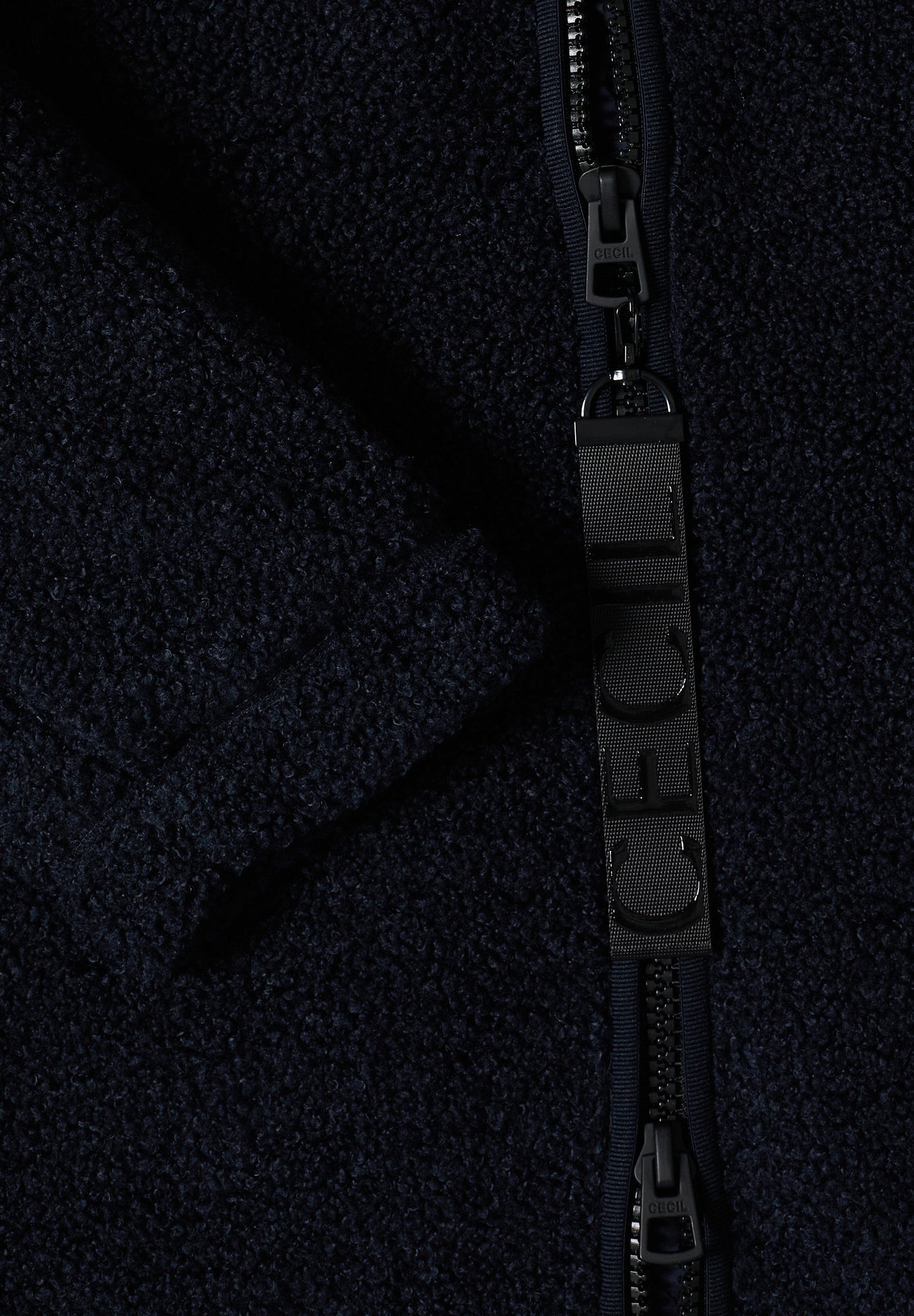 CECIL - Strukturmix Teddy-Mantel mit Kapuze - Farbe: dark navy blue