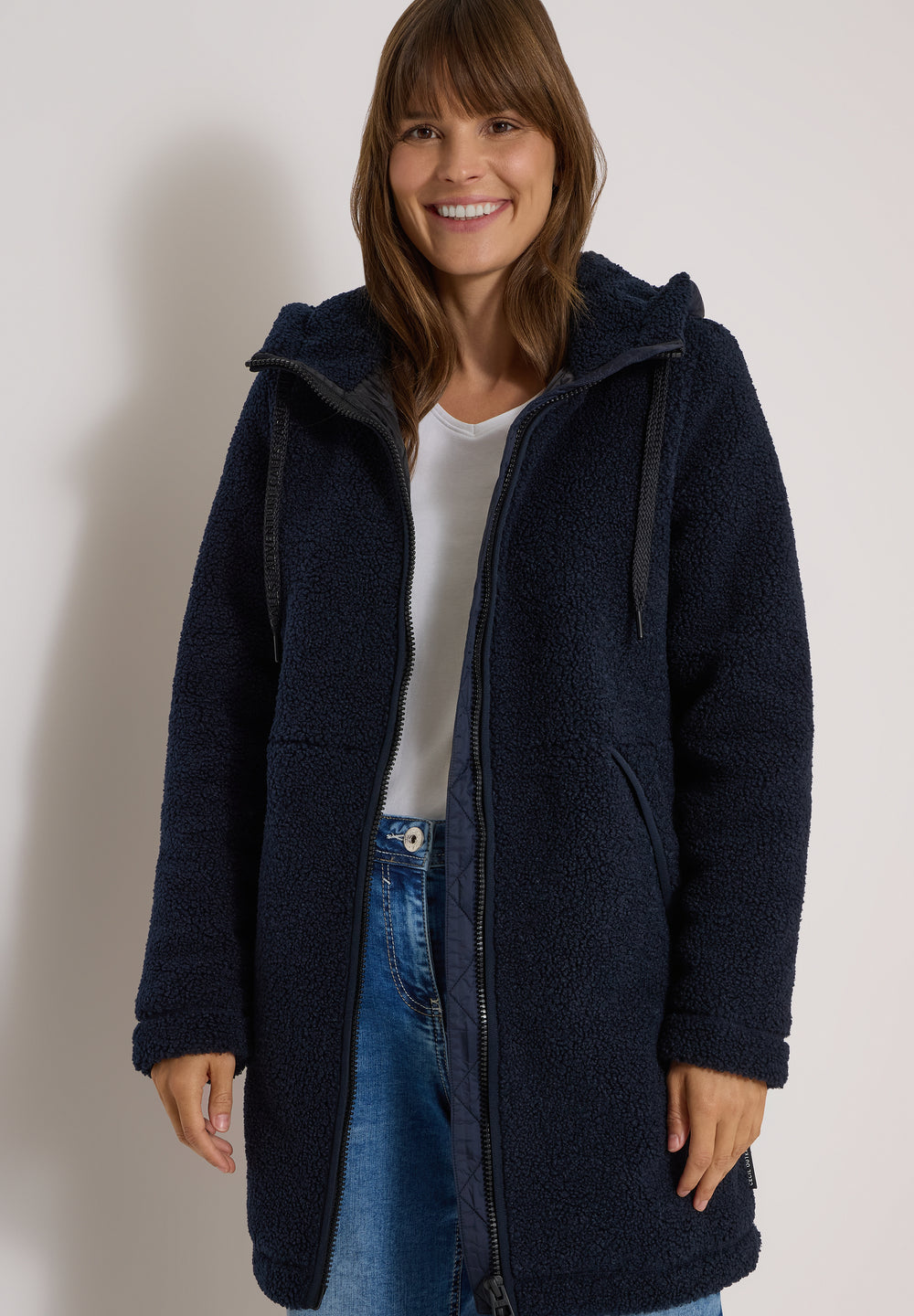 CECIL Teddy-Mantel B101452-15631 in dark navy blue