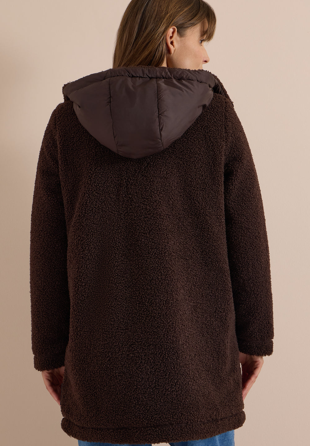 CECIL Teddy-Mantel in chocolate sauce brown kombiniert