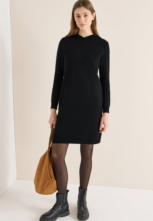 CECIL - Glitzerkleid mit Kapuze - Farbe: Black